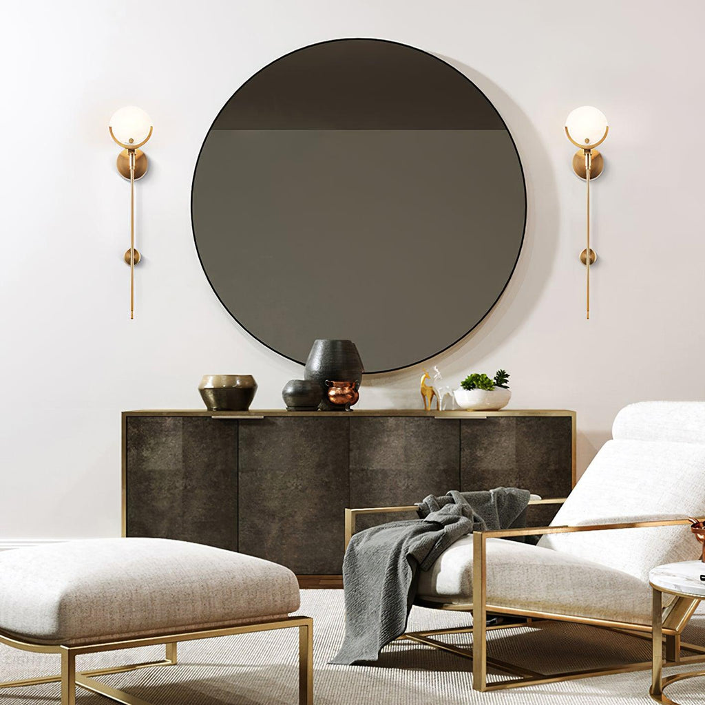 Ava Brass Alabaster Wall Light, Hardwired Wall Sconce, detail 9
