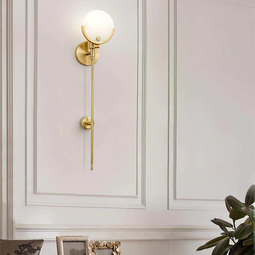 Ava Brass Alabaster Wall Light, Hardwired Wall Sconce, detail 57