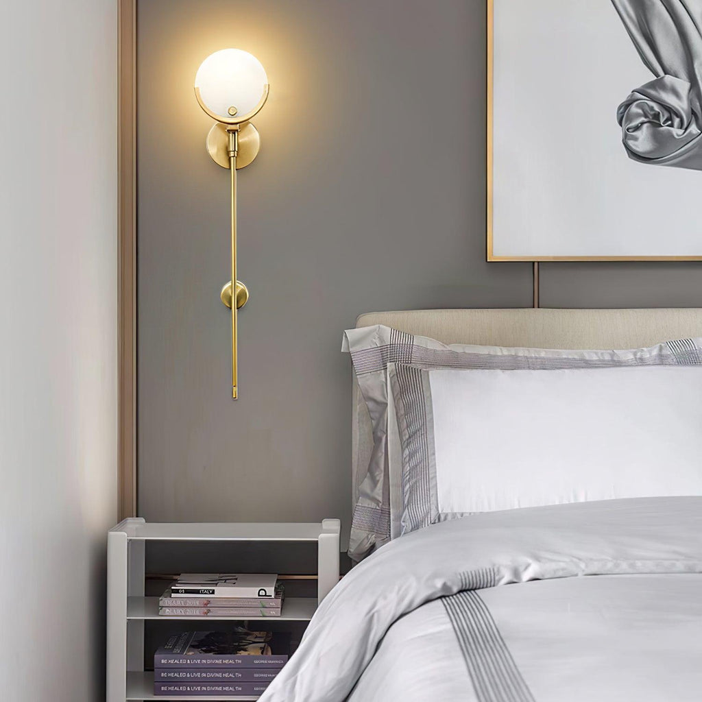 Ava Brass Alabaster Wall Light, Hardwired Wall Sconce, detail 44