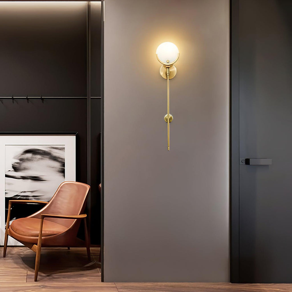 Ava Brass Alabaster Wall Light, Hardwired Wall Sconce, detail 54