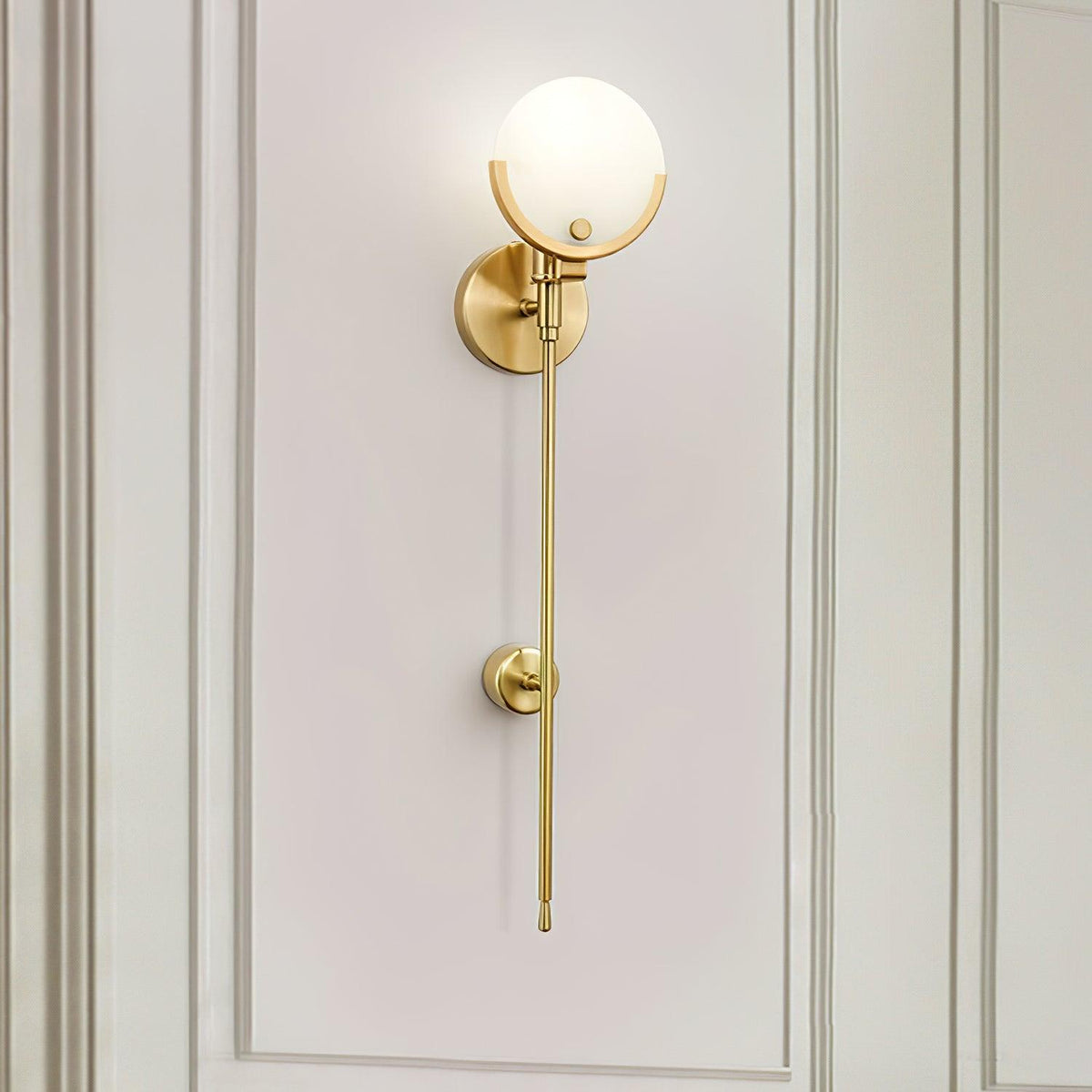 Ava Brass Alabaster Wall Light, Hardwired Wall Sconce, detail 59