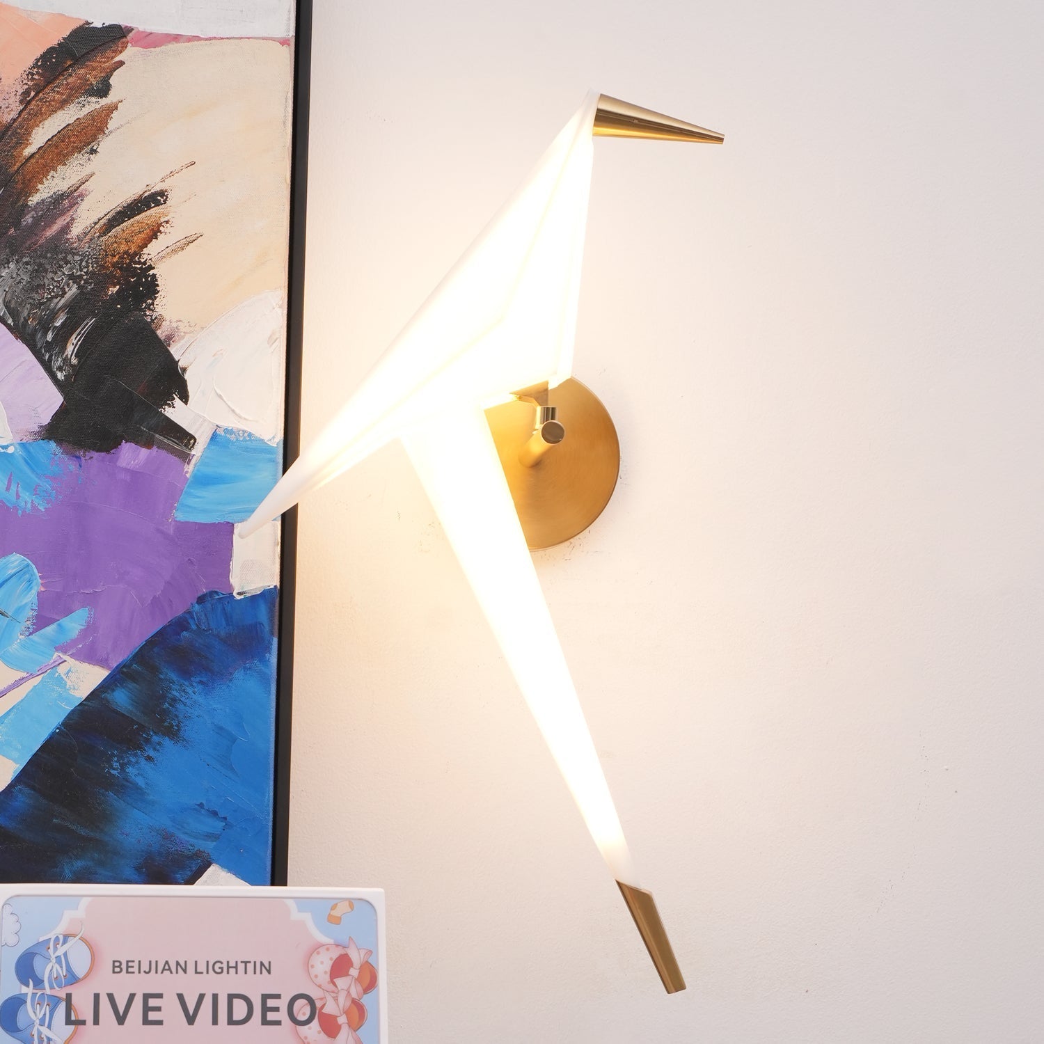 Paper Crane Wall Light, Hardwired Wall Sconce, detail 13