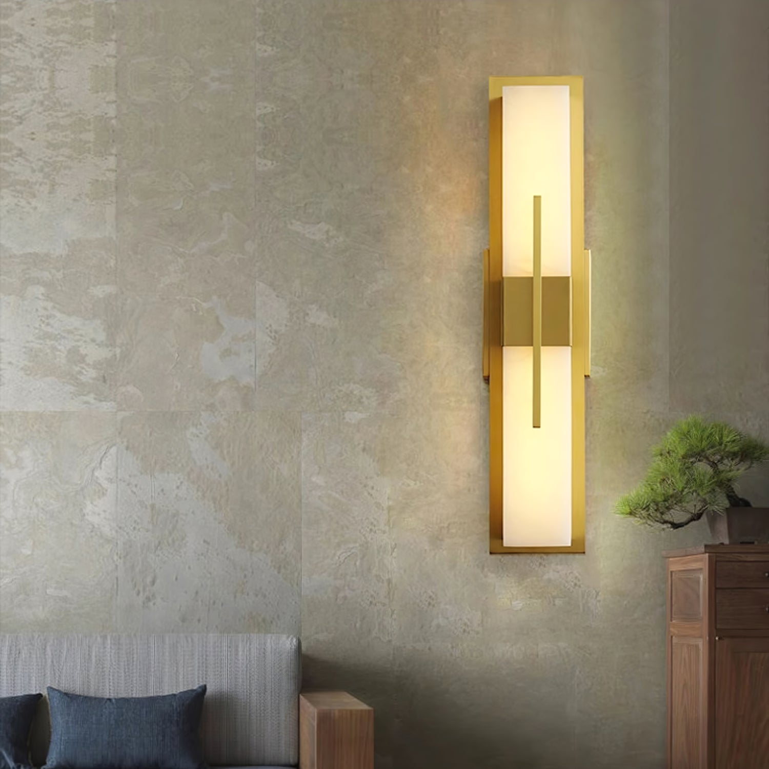 Axis Twin Alabaster Wall Light, Hardwired Wall Sconce, detail 4