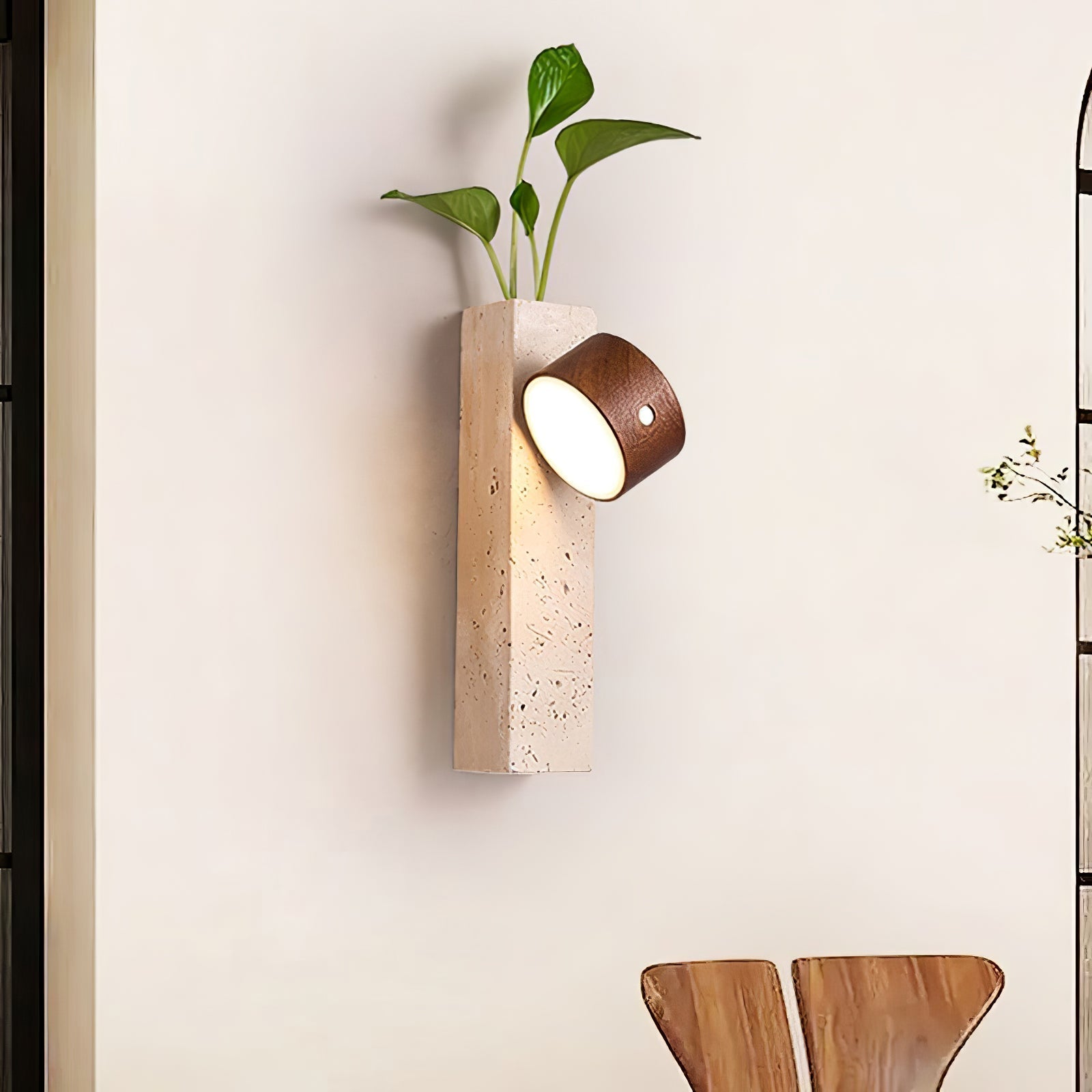 Axis Wood Rechargeable Wall Light, Bedroom Wall Sconce, detail 5