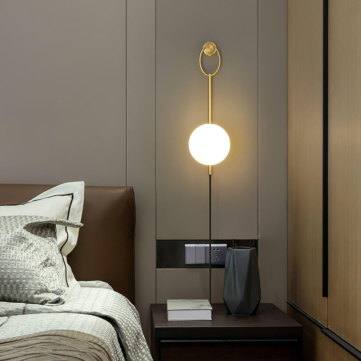 Ballon Brass Wall Light, Plug-In Wall Sconce, detail 5