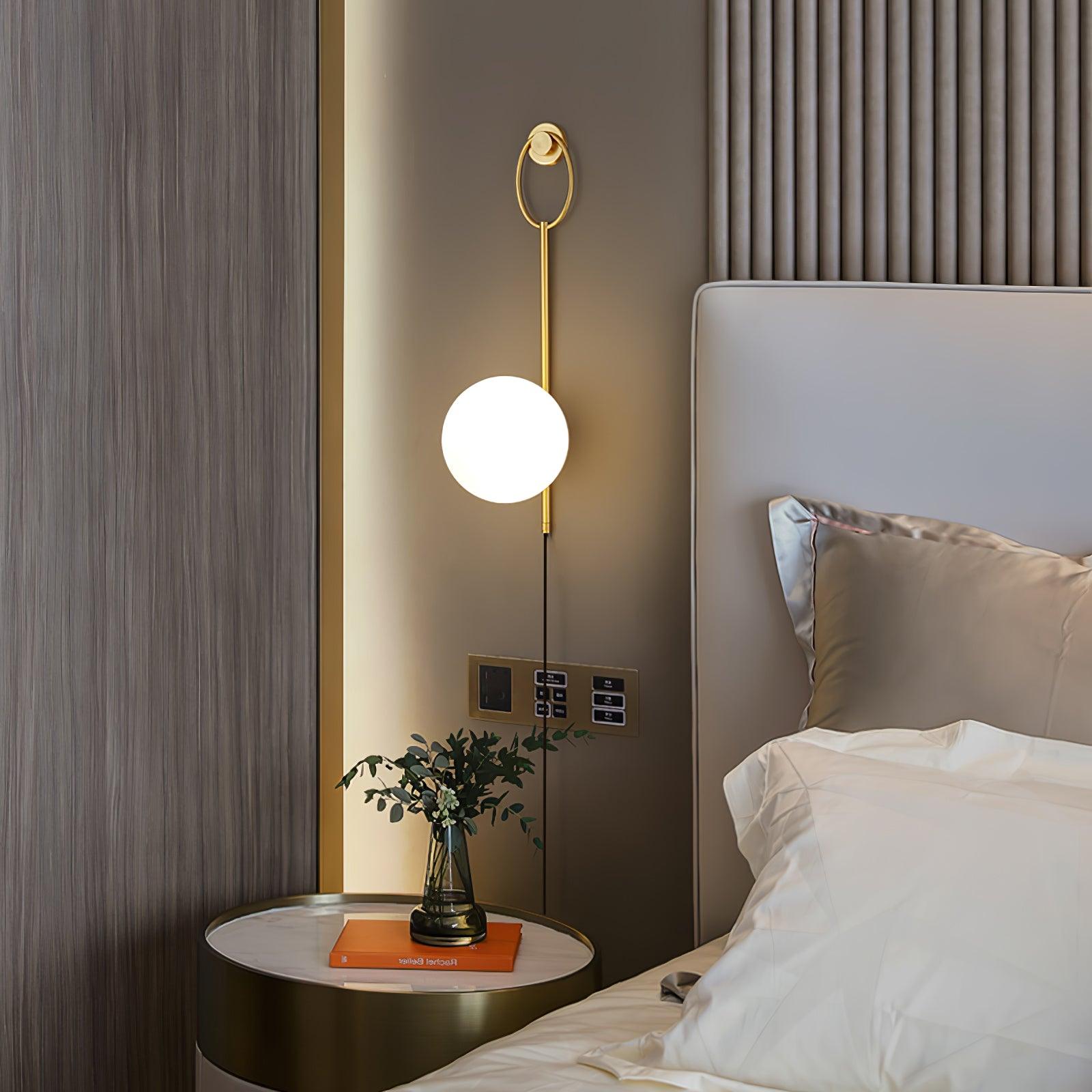 Ballon Brass Wall Light, Plug-In Wall Sconce, detail 3
