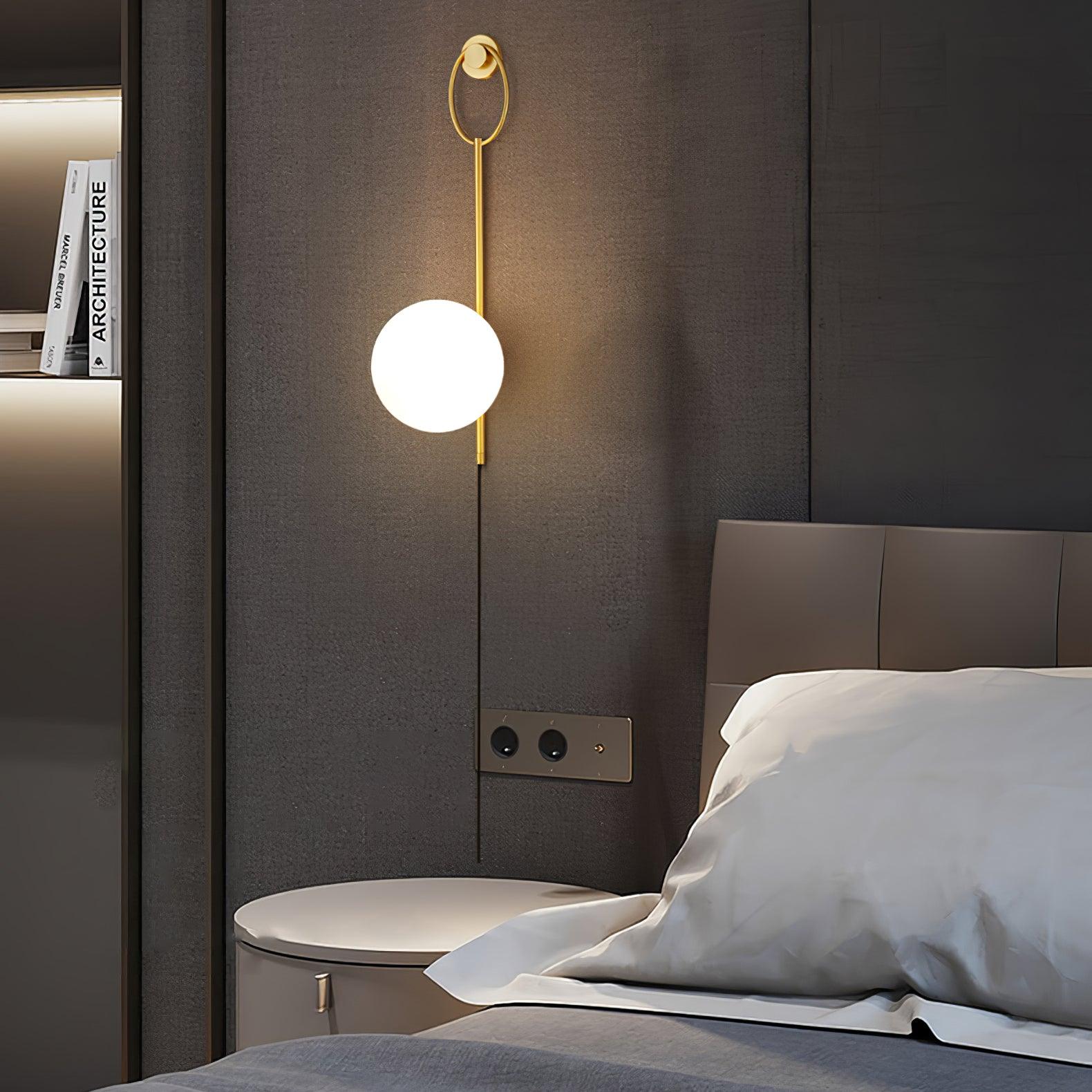 Ballon Brass Wall Light, Plug-In Wall Sconce, detail 4