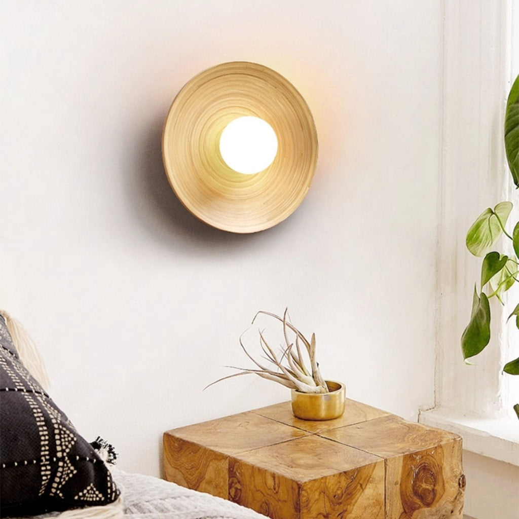 Bamboo Aura Wall Light, Hardwired Wall Sconce, detail 4