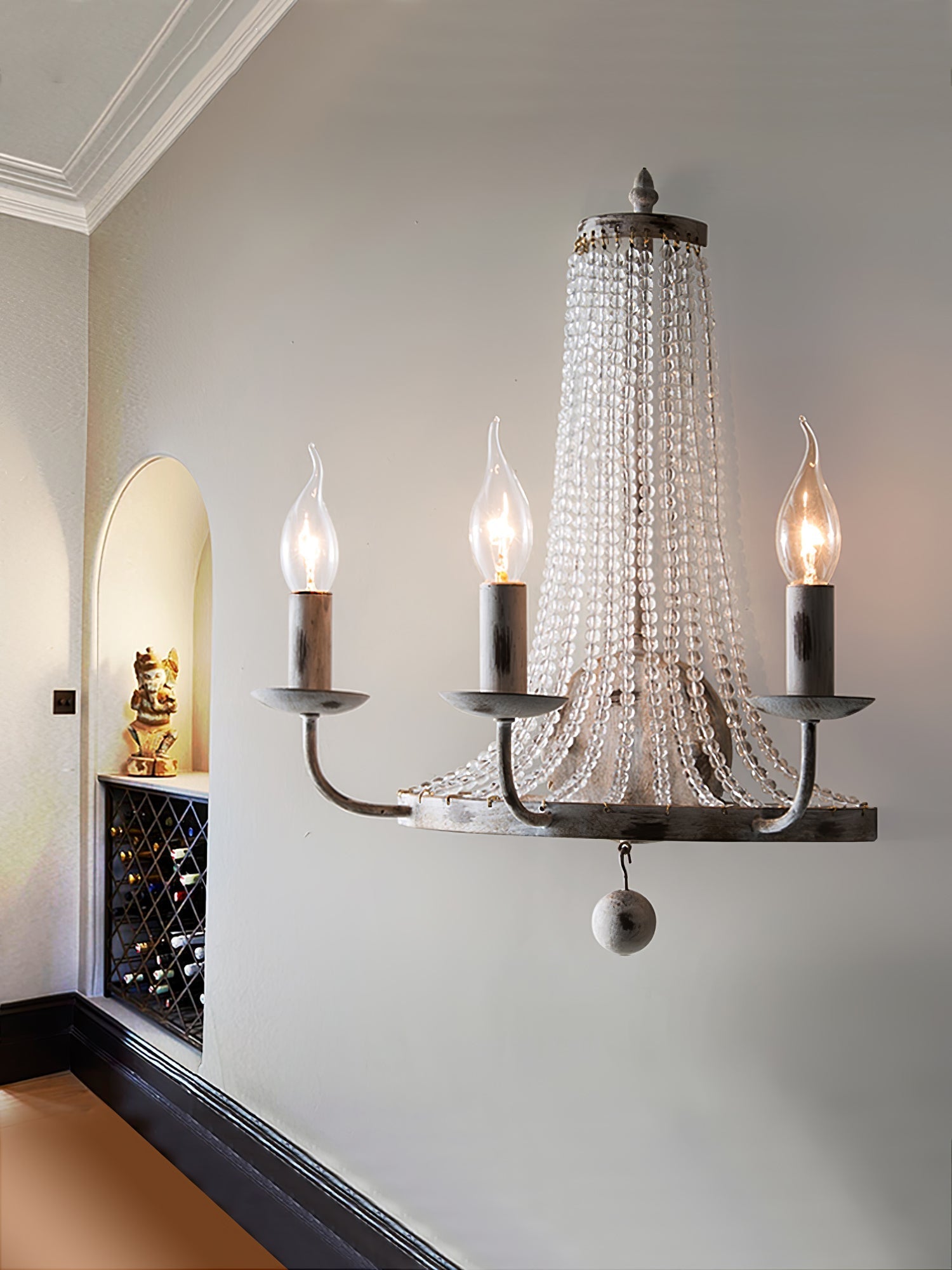 Basket Crystal Wall Light, Hardwired Wall Sconce, detail 2