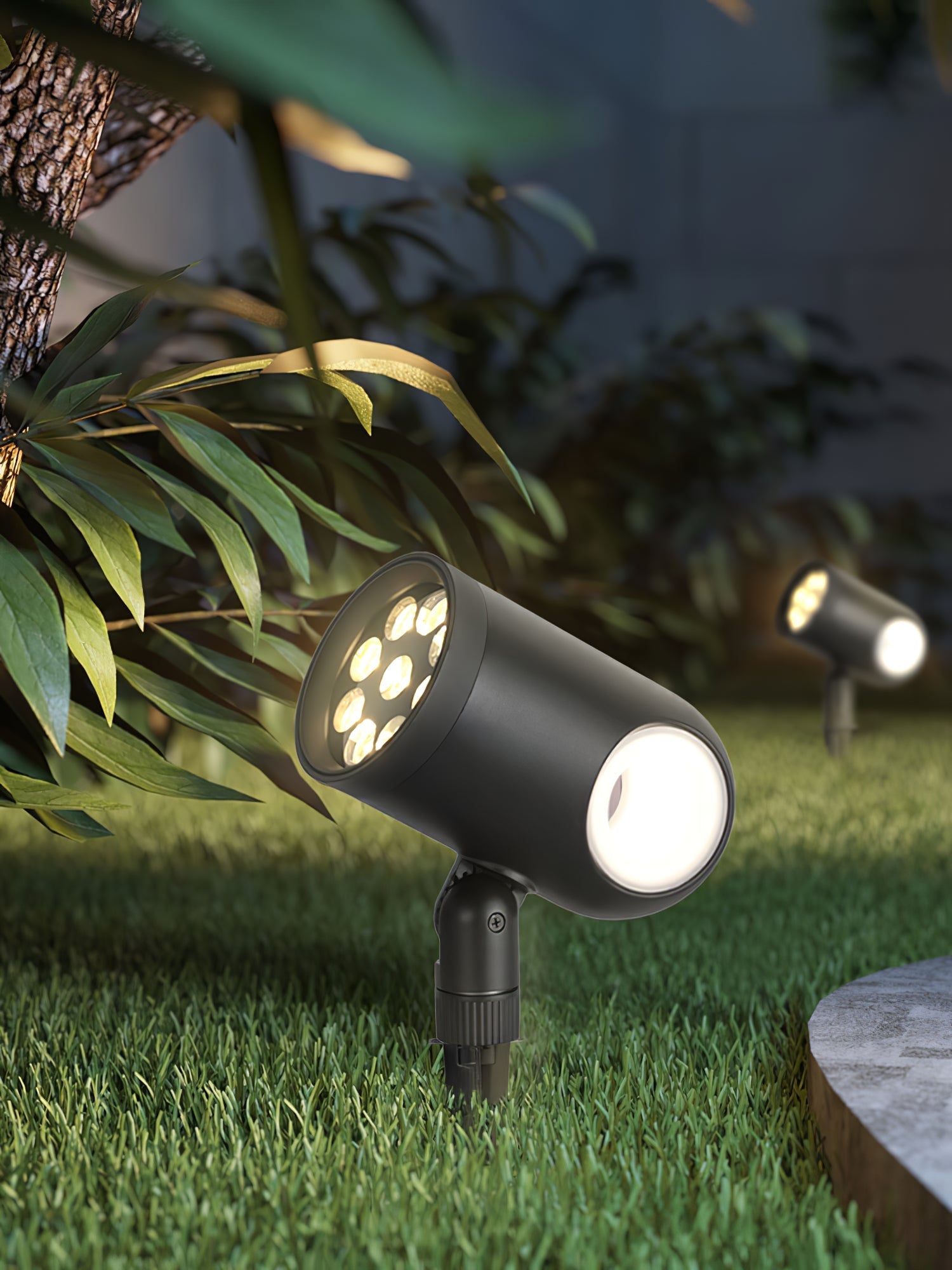 Stainless Steel Beam Spike Adjustable Landscape Spotlight, Hardwired Wall Sconce, detail 5