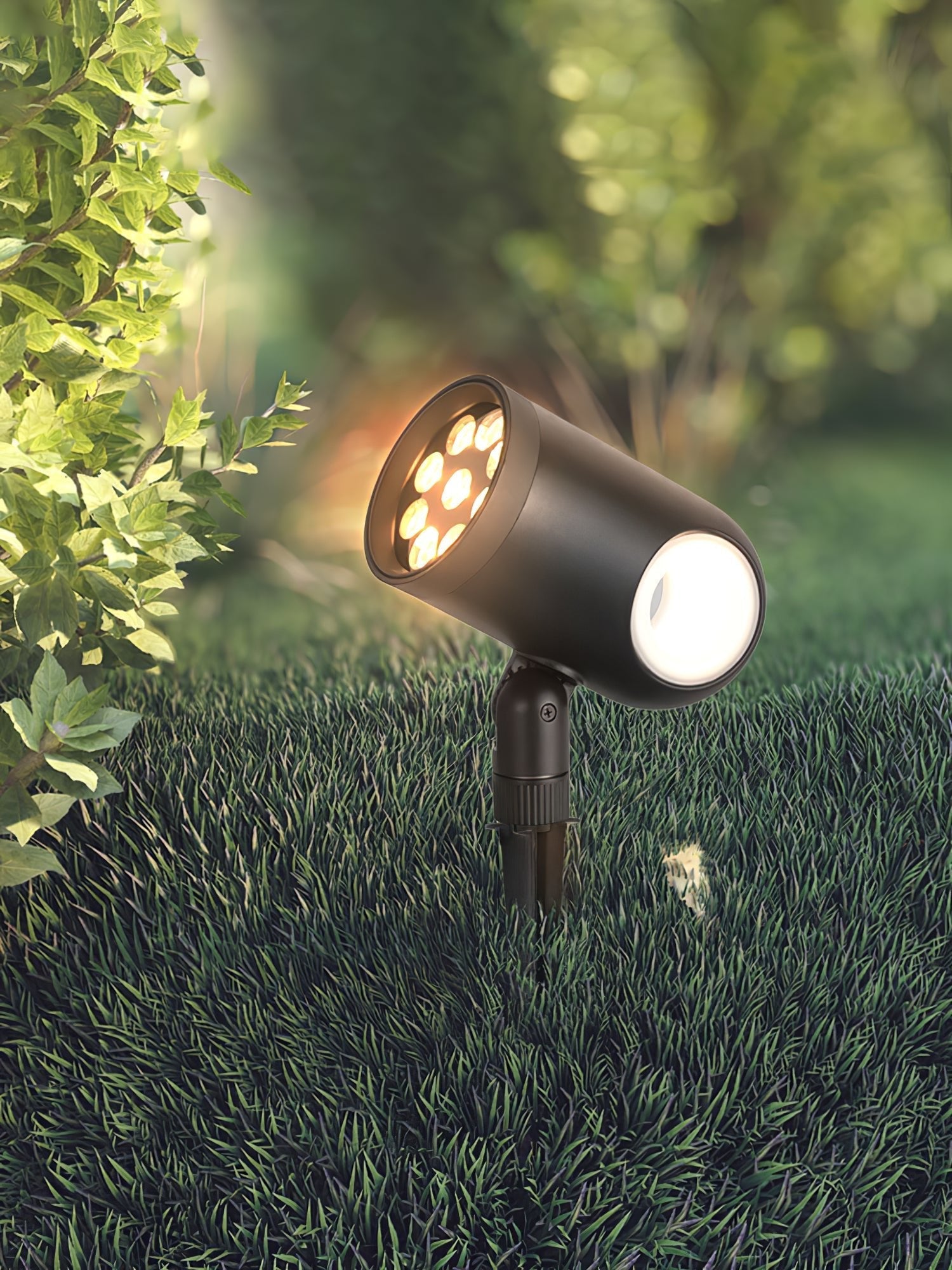 Stainless Steel Beam Spike Adjustable Landscape Spotlight, Hardwired Wall Sconce, detail 3