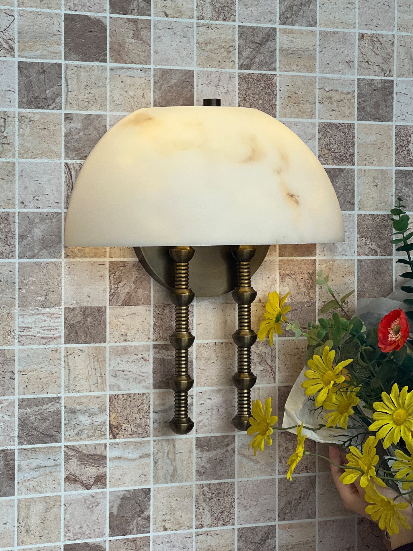 Bellini Alabaster Wall Light, Hardwired Wall Sconce, detail 9