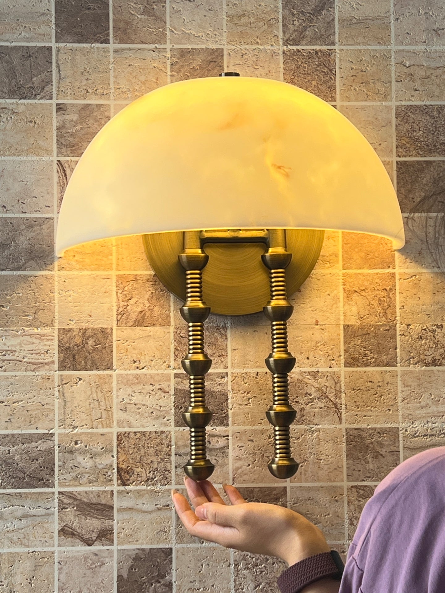 Bellini Alabaster Wall Light, Hardwired Wall Sconce, detail 13