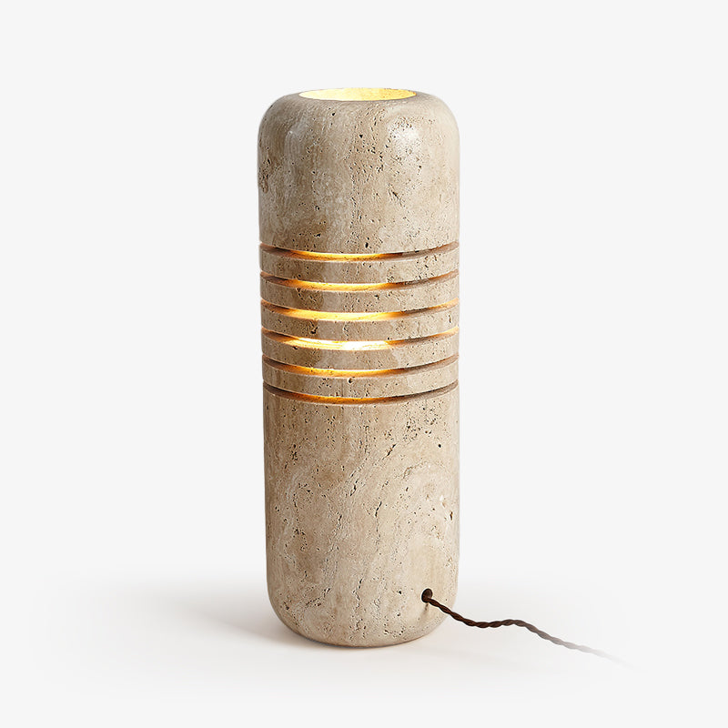 Big Stone Bucket Floor Light, Floor Lamp, Yellow Travertine, Dia 17.5cm x H 50cm