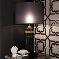 Premium Black Lacquered And Gold Table Light, Bedside Table Lamp, dimensions are height 46 cm