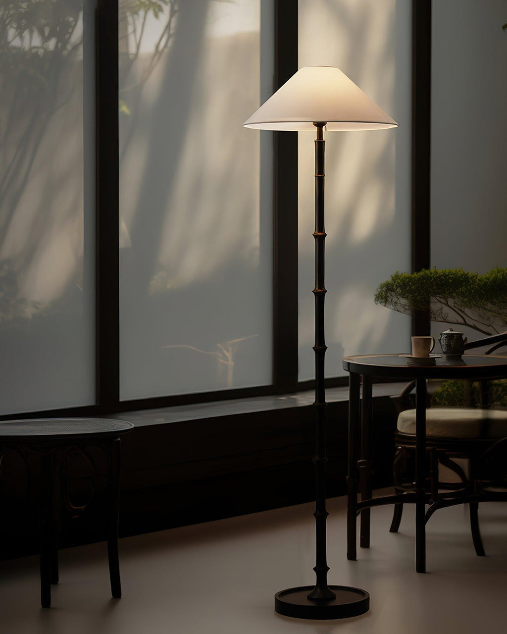 Black Bamboo Floor Light 11.8", Floor Lamp, detail 4