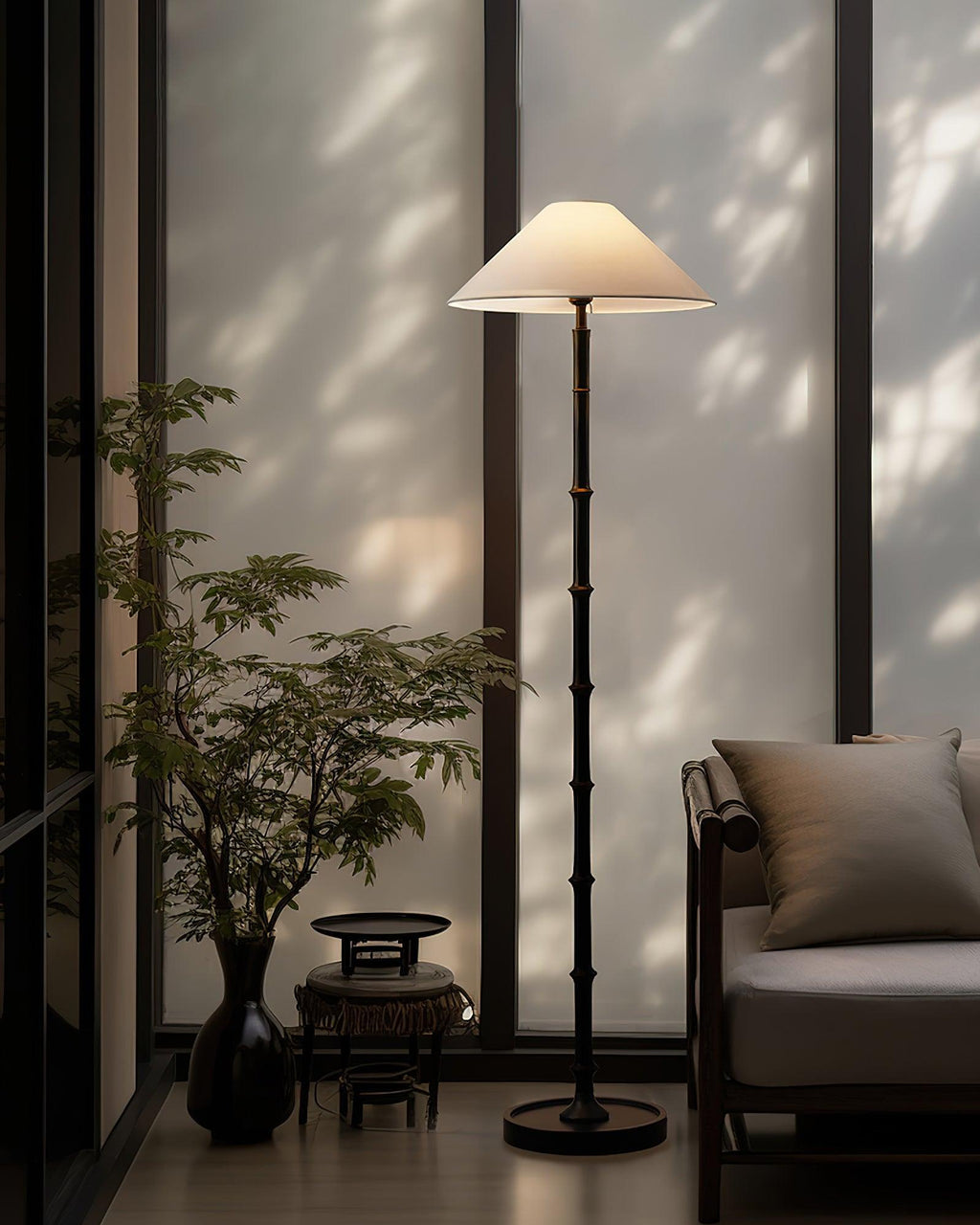 Black Bamboo Floor Light 11.8", Floor Lamp, detail 6
