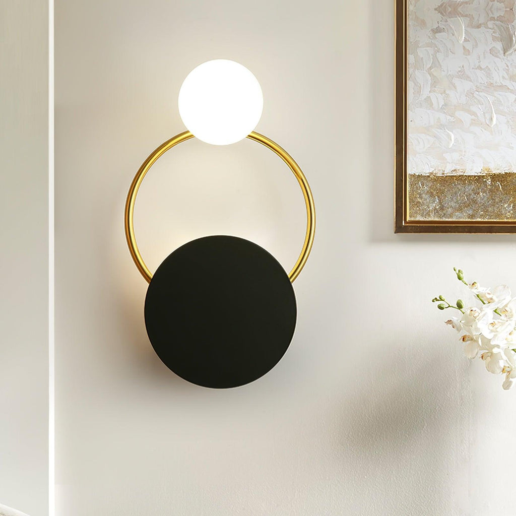 Black Circular Rings Wall Light, Bedroom Wall Sconce, detail 3