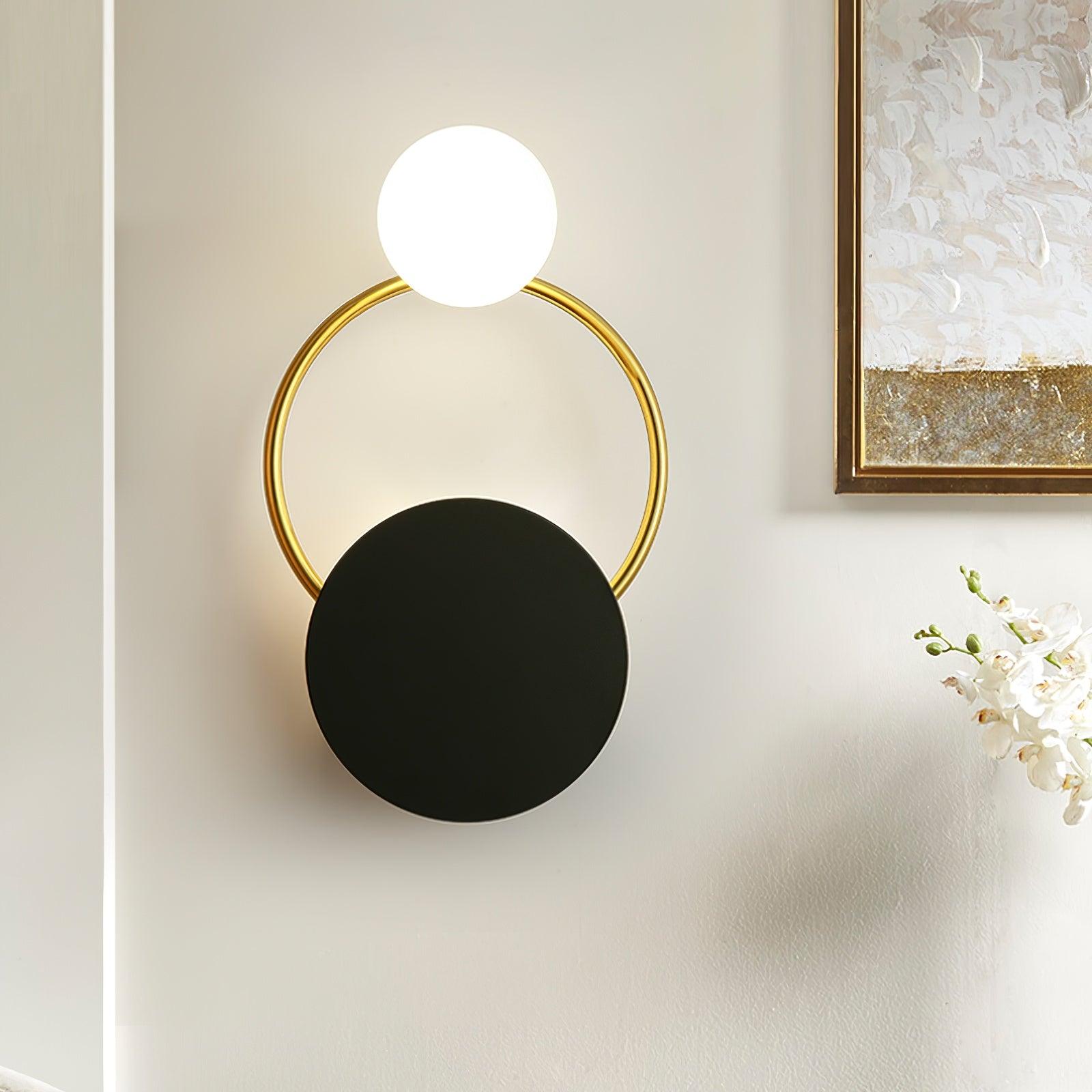 Black Circular Rings Wall Light, Bedroom Wall Sconce, detail 3