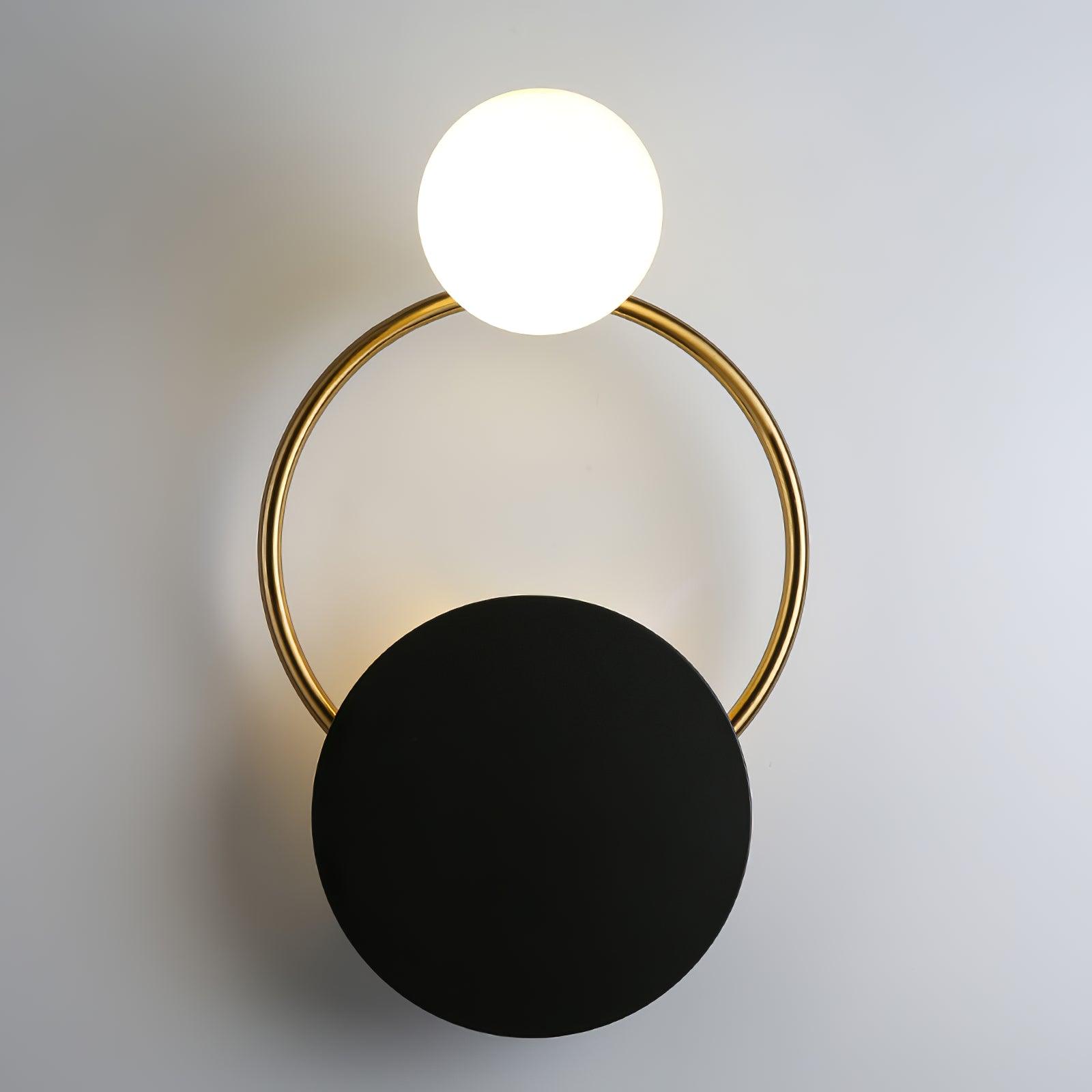 Black Circular Rings Wall Light, Bedroom Wall Sconce, Metal, Dia 26cm x H 45cm