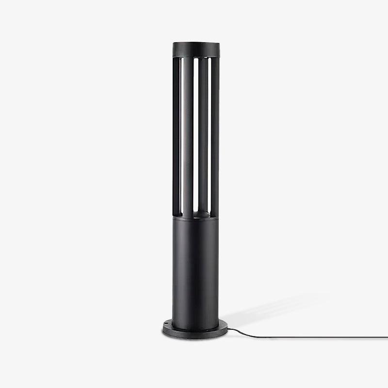 Black Cylindrical Garden Exterior Light, Outdoor Wall Light, A luminum, ∅ 4.1″ x H 15.7″