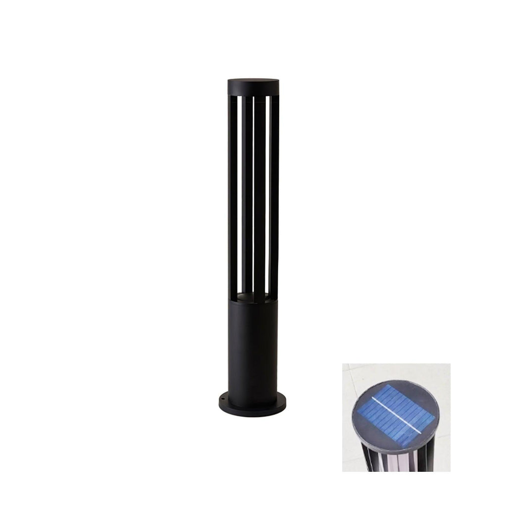 Black Cylindrical Garden Exterior Light with Solar Panel, Outdoor Wall Light, detail 9