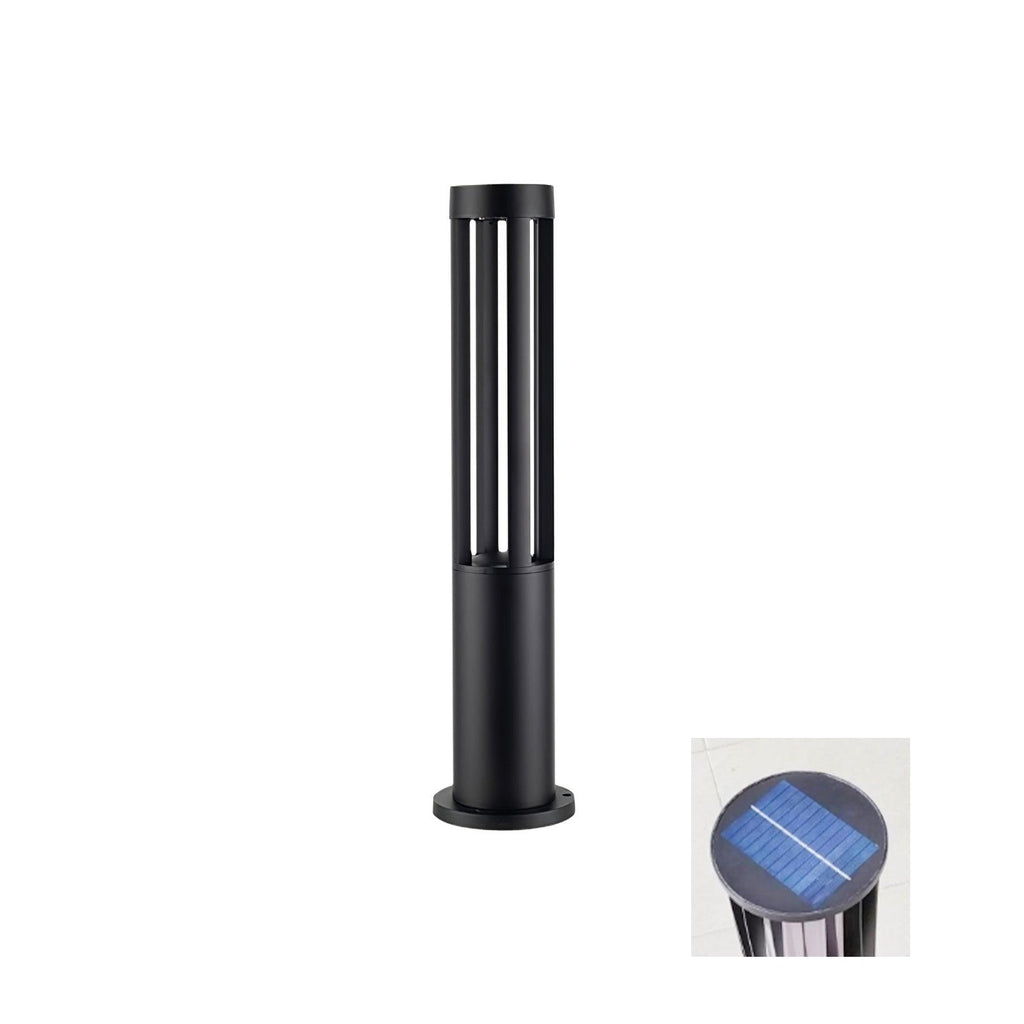Black Cylindrical Garden Exterior Light with Solar Panel, Outdoor Wall Light, detail 8