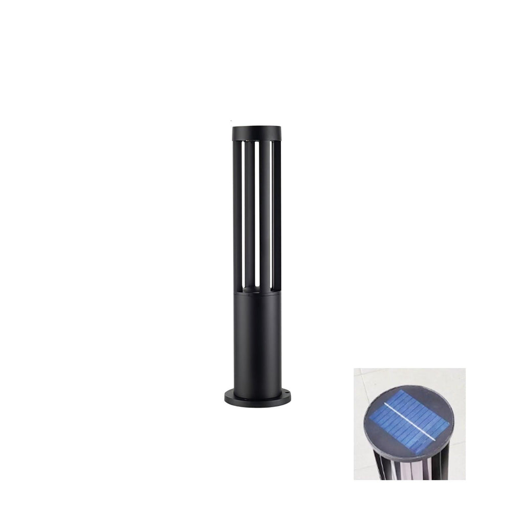 Black Cylindrical Garden Exterior Light with Solar Panel, Outdoor Wall Light, detail 7