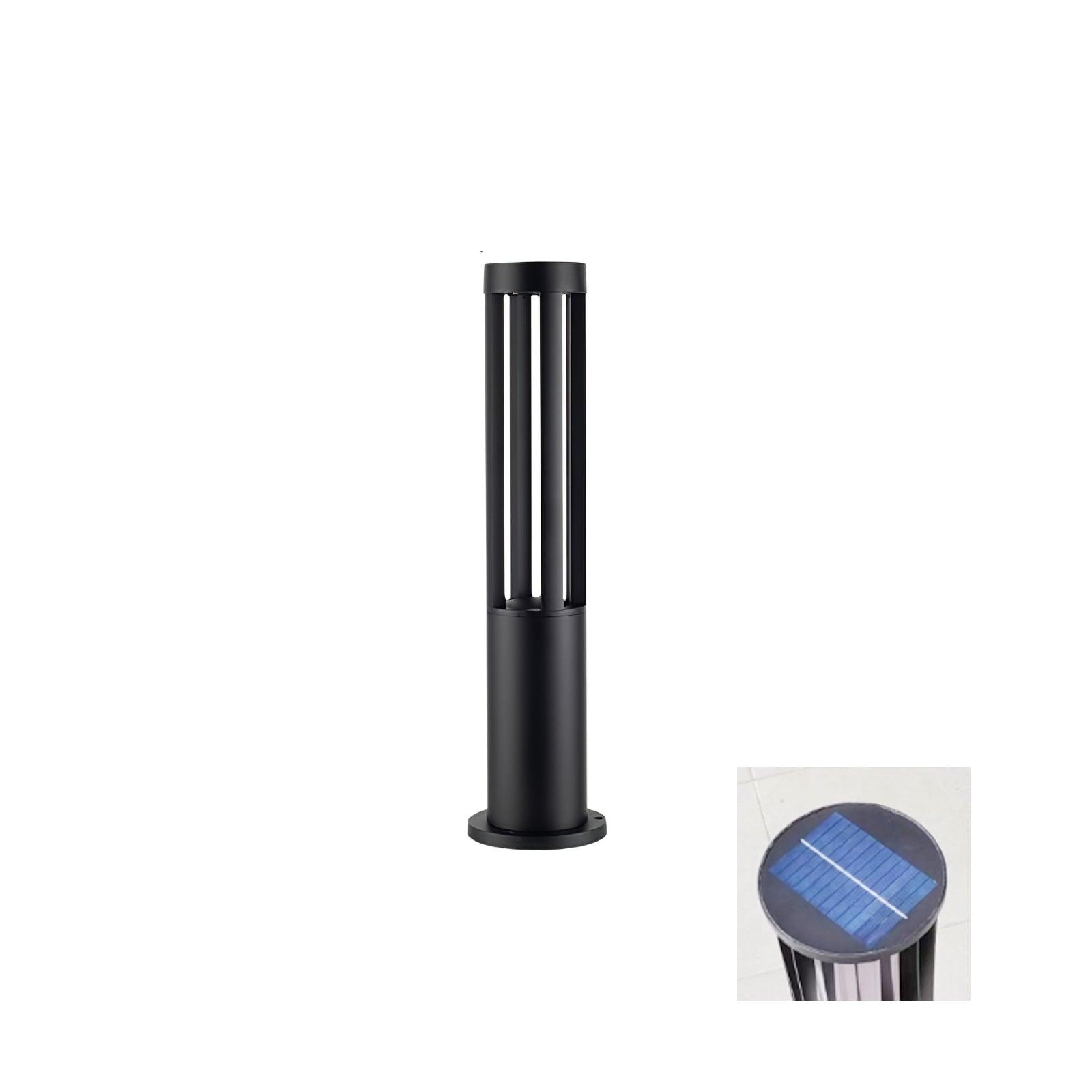 Black Cylindrical Garden Exterior Light with Solar Panel, Outdoor Wall Light, detail 7