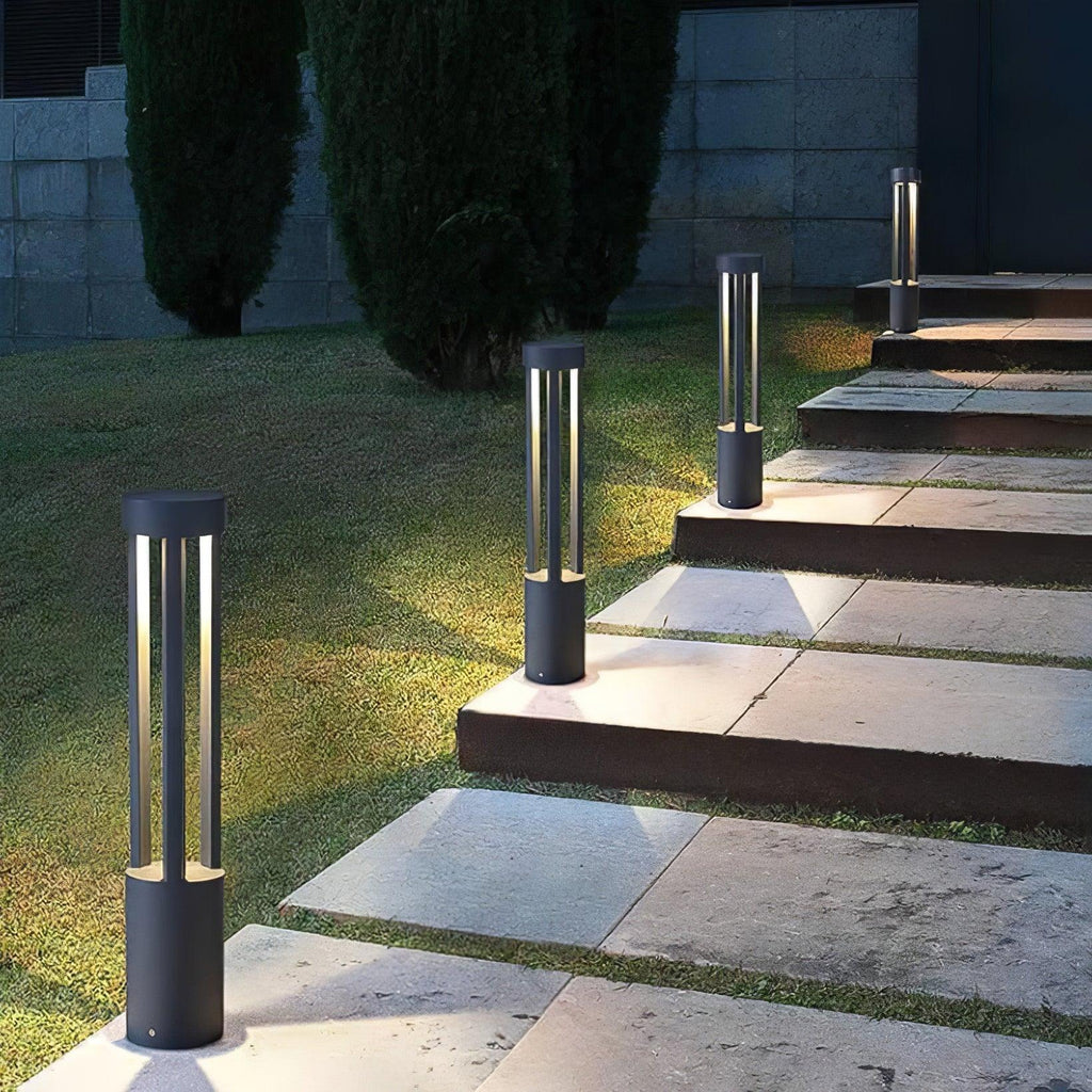 Black Cylindrical Garden Exterior Light with Solar Panel, Outdoor Wall Light, detail 6