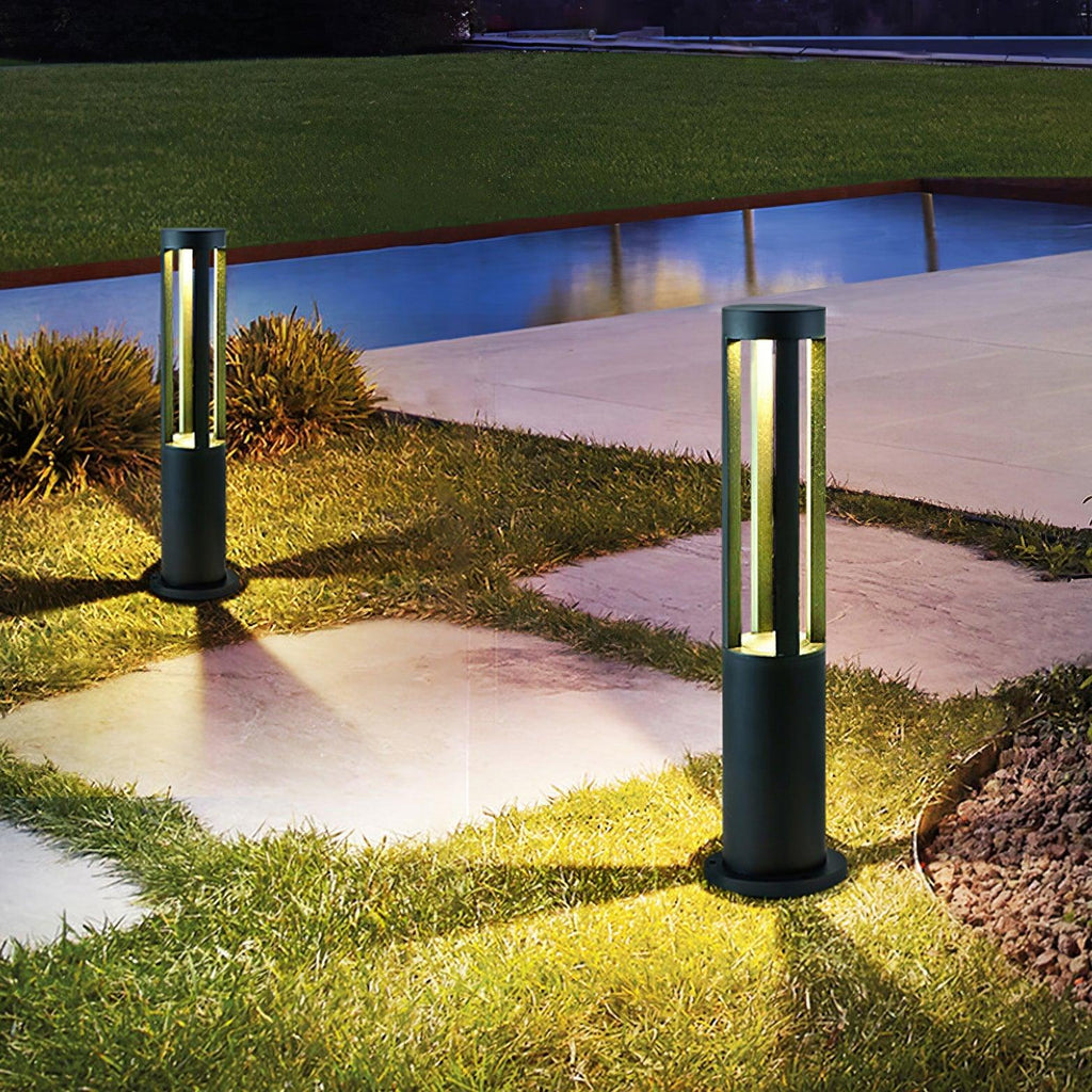 Black Cylindrical Garden Exterior Light with Solar Panel, Outdoor Wall Light, detail 4