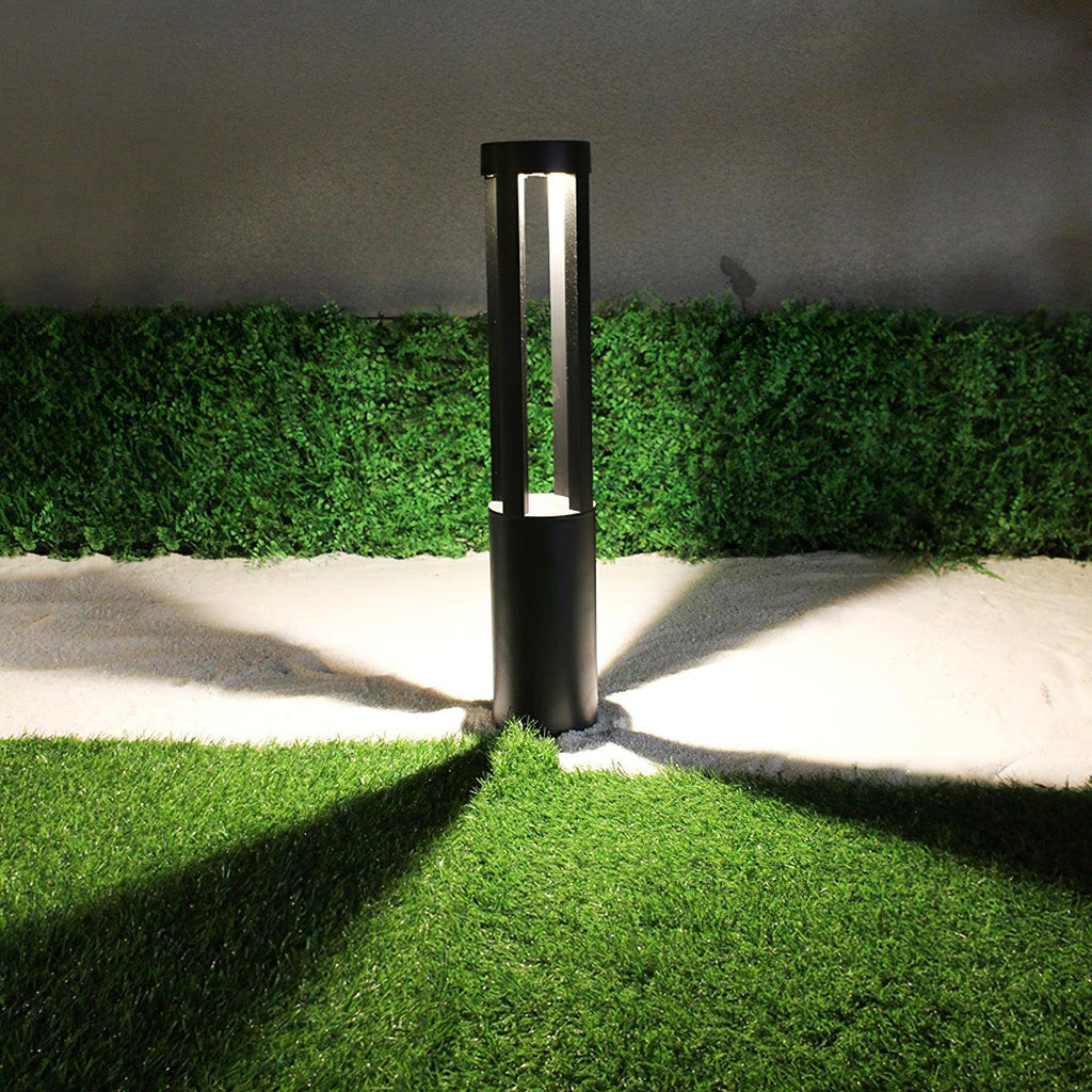 Black Cylindrical Garden Exterior Light with Solar Panel, Outdoor Wall Light, detail 3