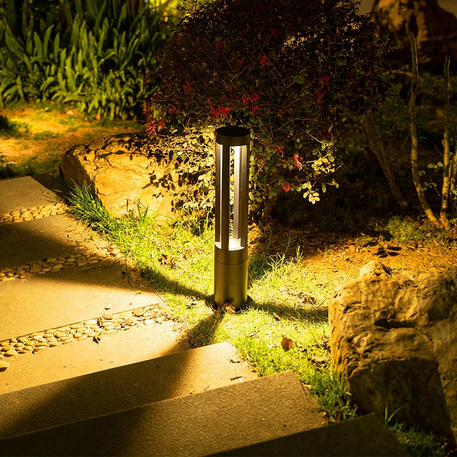 Black Cylindrical Garden Exterior Light with Solar Panel, Outdoor Wall Light, detail 2