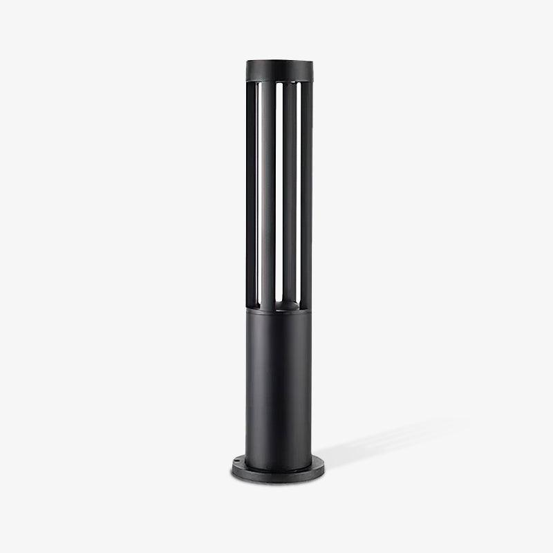 Black Cylindrical Garden Exterior Light with Solar Panel, Outdoor Wall Light, A luminum, ∅ 4.1″ x H 15.7″