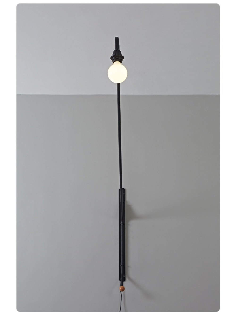 Black Long Arm Wall Light, Plug-In Wall Sconce, detail 7