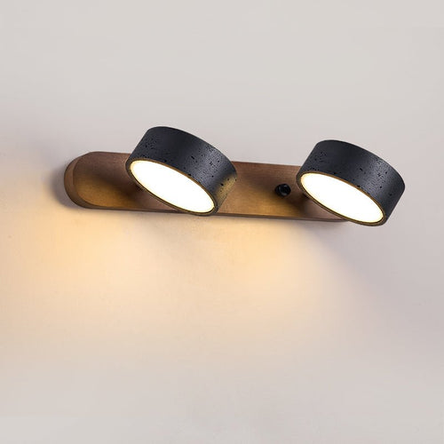 Black Travertine Duo Wall Light, Hardwired Wall Sconce, Depth from wall Size: H 16cm