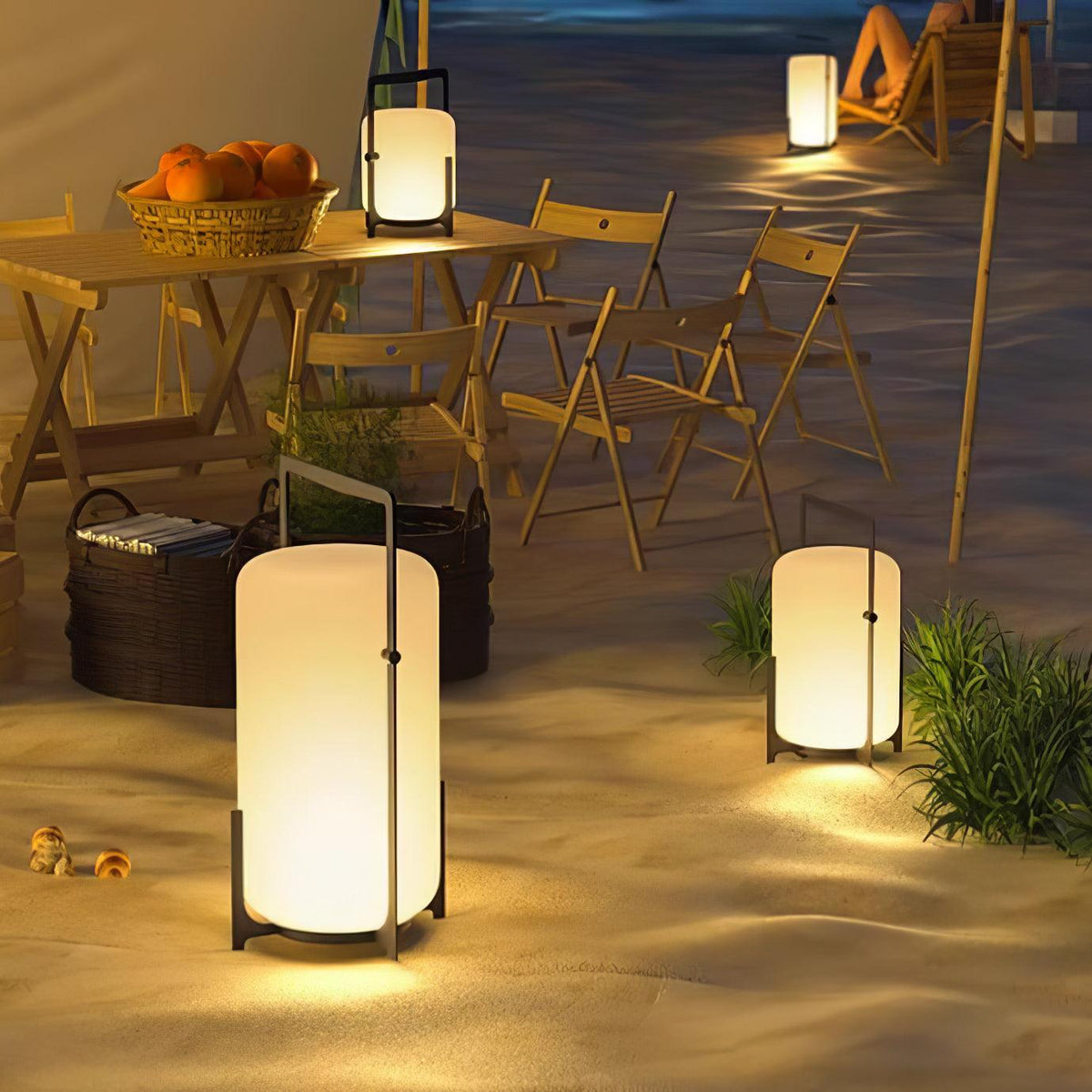 Black Twilight Lantern Table Light - ∅ 7.9″ x H 11″ Stainless Steel, Bedside Table Lamp, detail 15