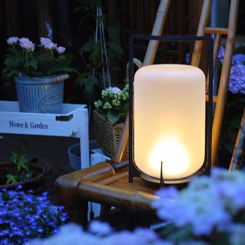 Black Twilight Lantern Table Light - ∅ 7.9″ x H 11″ Stainless Steel, Bedside Table Lamp, detail 2