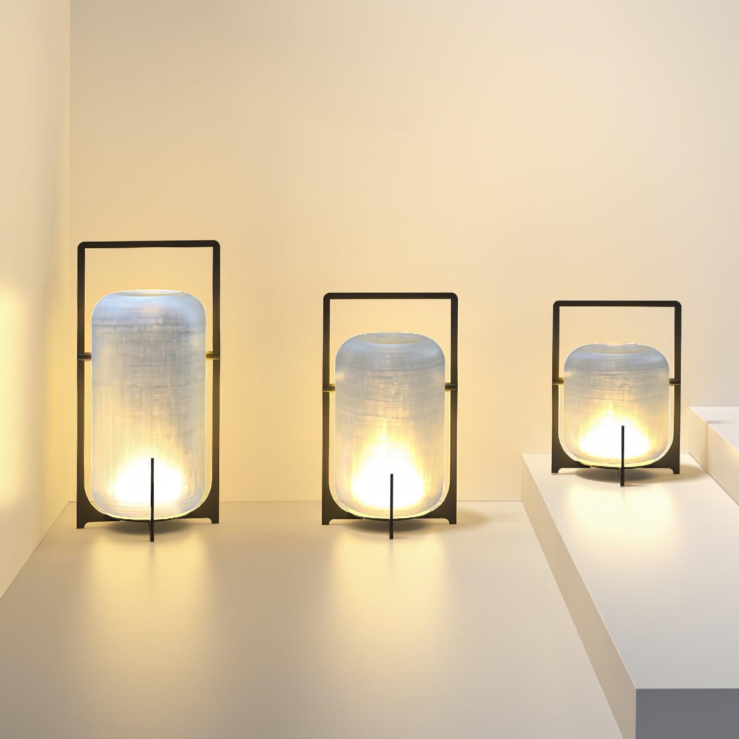 Black Twilight Lantern Table Light - ∅ 7.9″ x H 11″ Stainless Steel, Bedside Table Lamp, detail 33