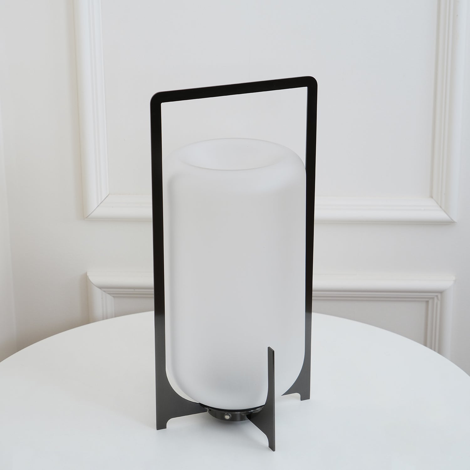 Black Twilight Lantern Table Light - ∅ 7.9″ x H 11″ Stainless Steel, Bedside Table Lamp, detail 6