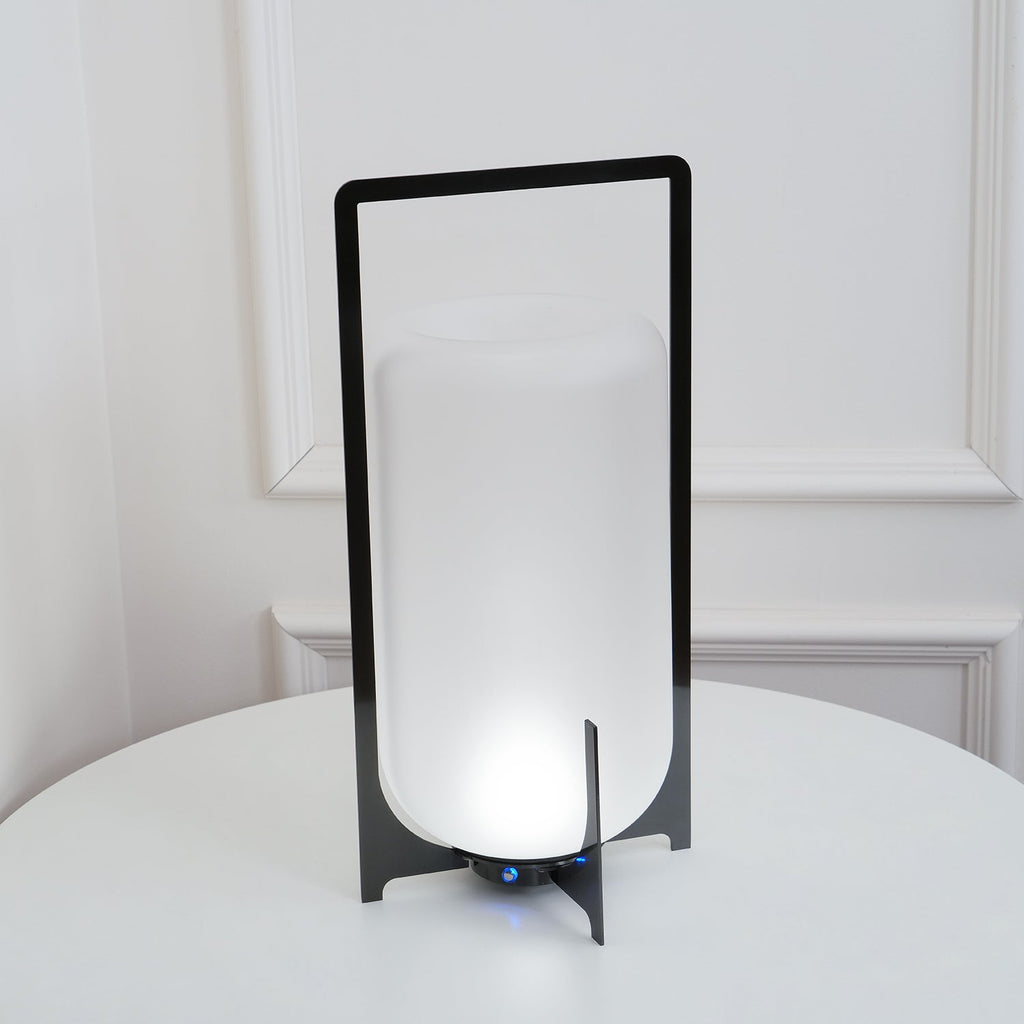 Black Twilight Lantern Table Light - ∅ 7.9″ x H 11″ Stainless Steel, Bedside Table Lamp, detail 5