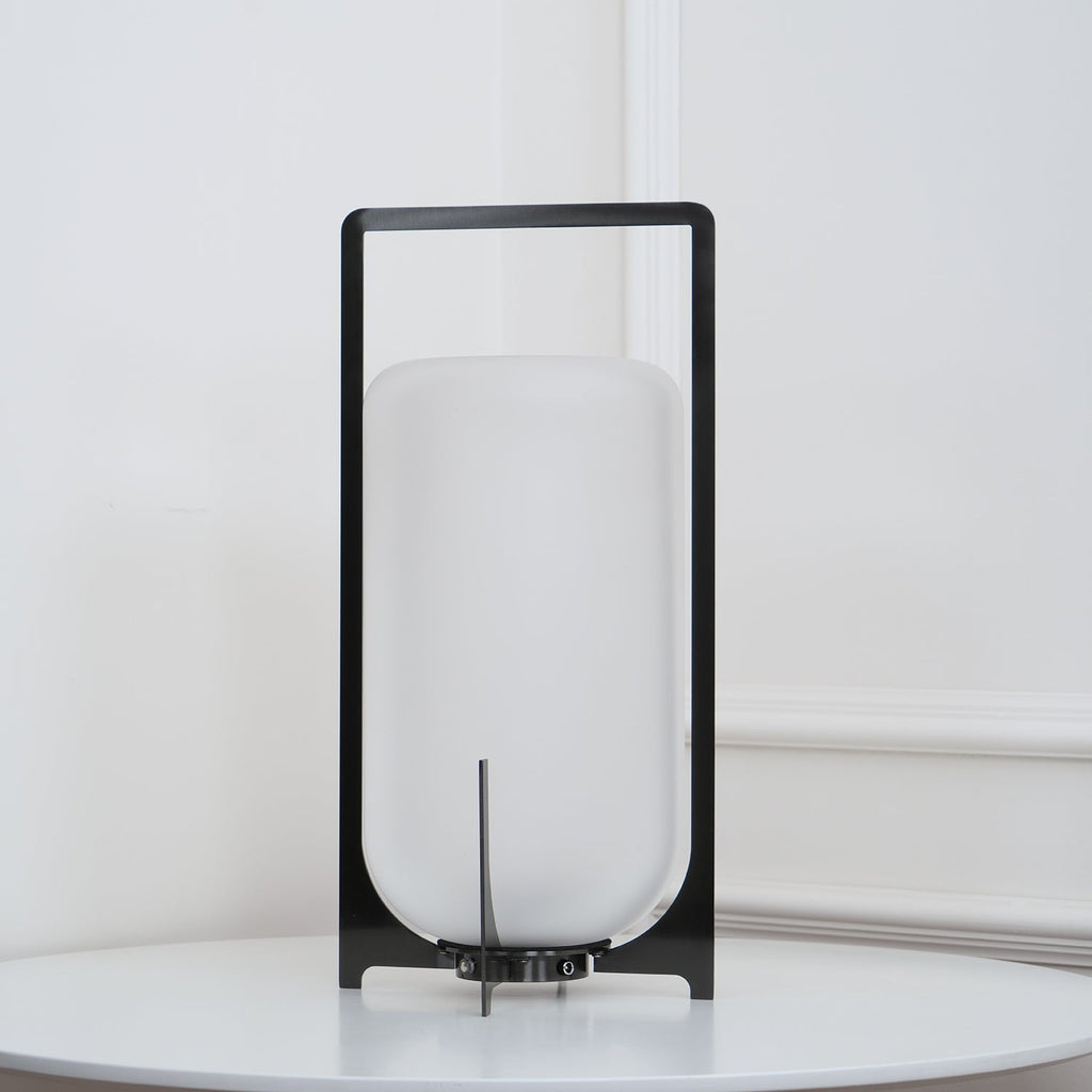 Black Twilight Lantern Table Light - ∅ 7.9″ x H 11″ Stainless Steel, Bedside Table Lamp, detail 11