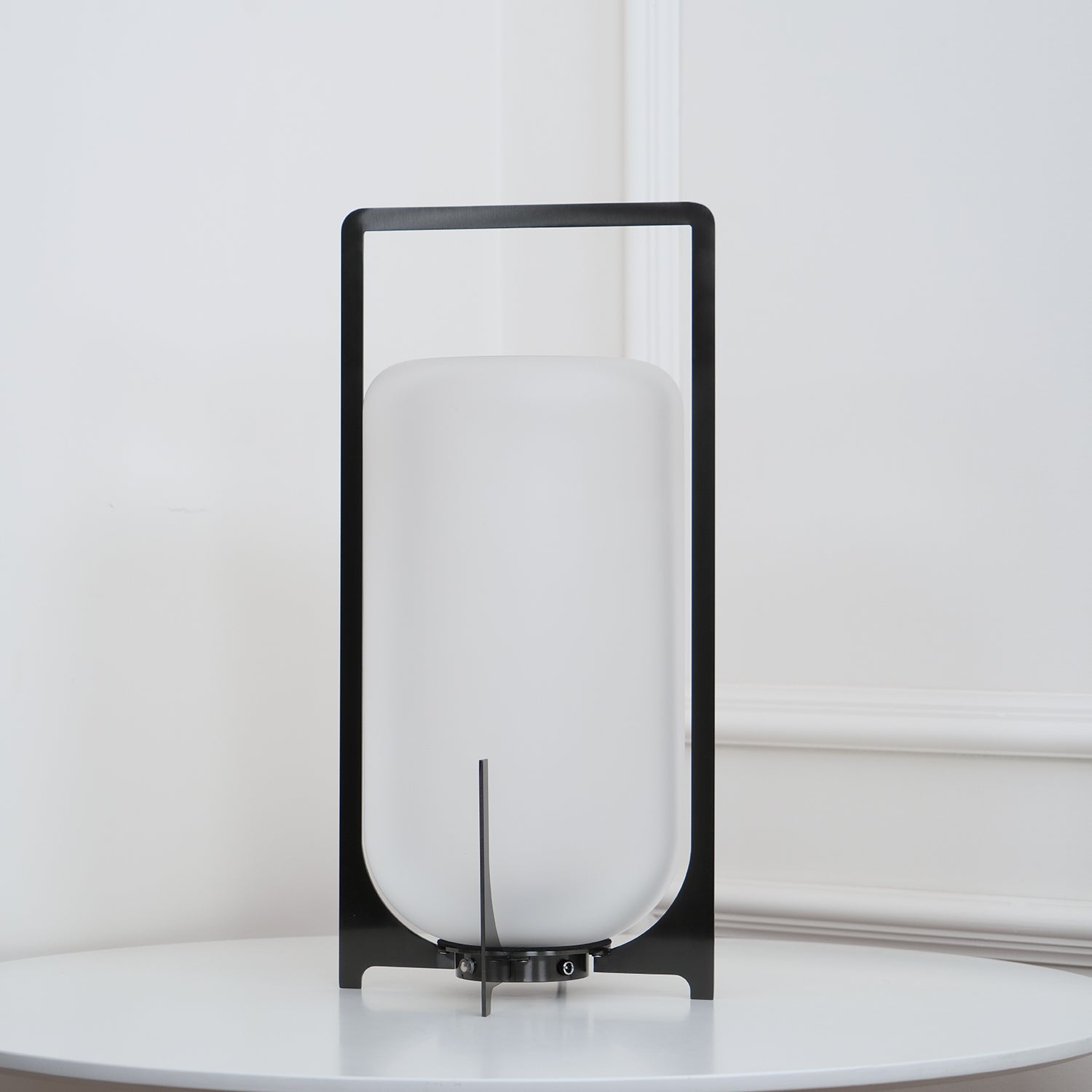 Black Twilight Lantern Table Light - ∅ 7.9″ x H 11″ Stainless Steel, Bedside Table Lamp, detail 11
