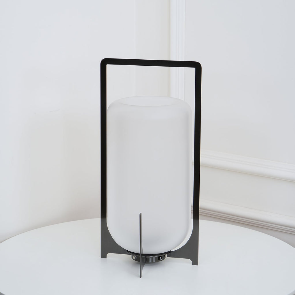 Black Twilight Lantern Table Light - ∅ 7.9″ x H 11″ Stainless Steel, Bedside Table Lamp, detail 10