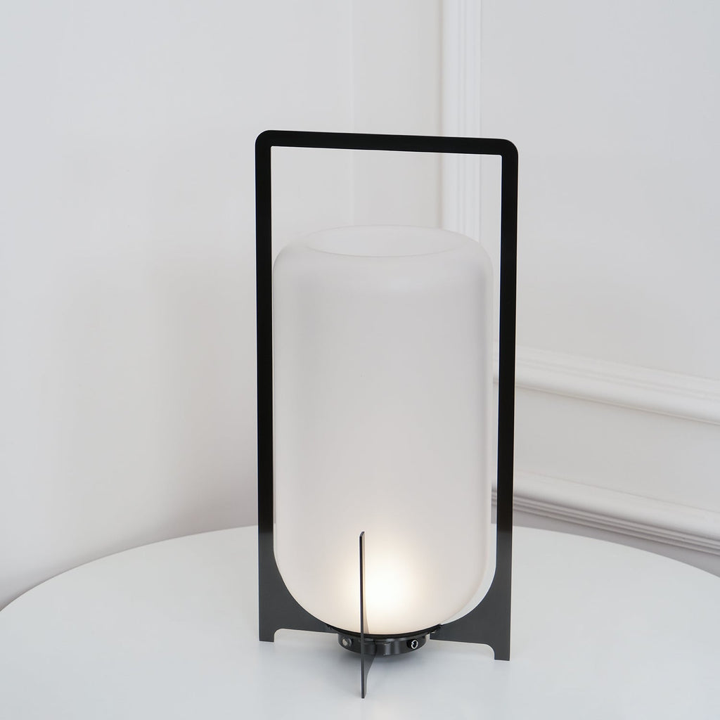 Black Twilight Lantern Table Light - ∅ 7.9″ x H 11″ Stainless Steel, Bedside Table Lamp, detail 9
