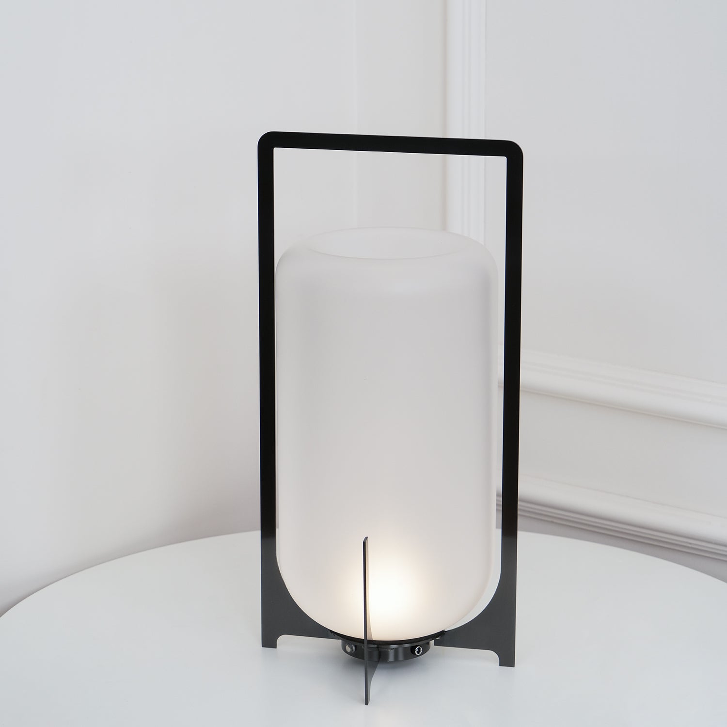 Black Twilight Lantern Table Light - ∅ 7.9″ x H 11″ Stainless Steel, Bedside Table Lamp, detail 9