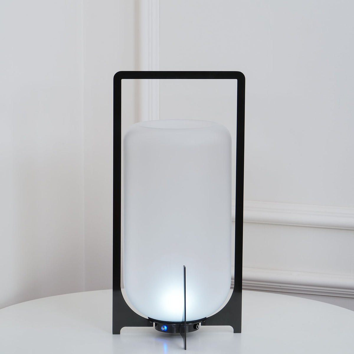 Black Twilight Lantern Table Light - ∅ 7.9″ x H 11″ Stainless Steel, Bedside Table Lamp, detail 8