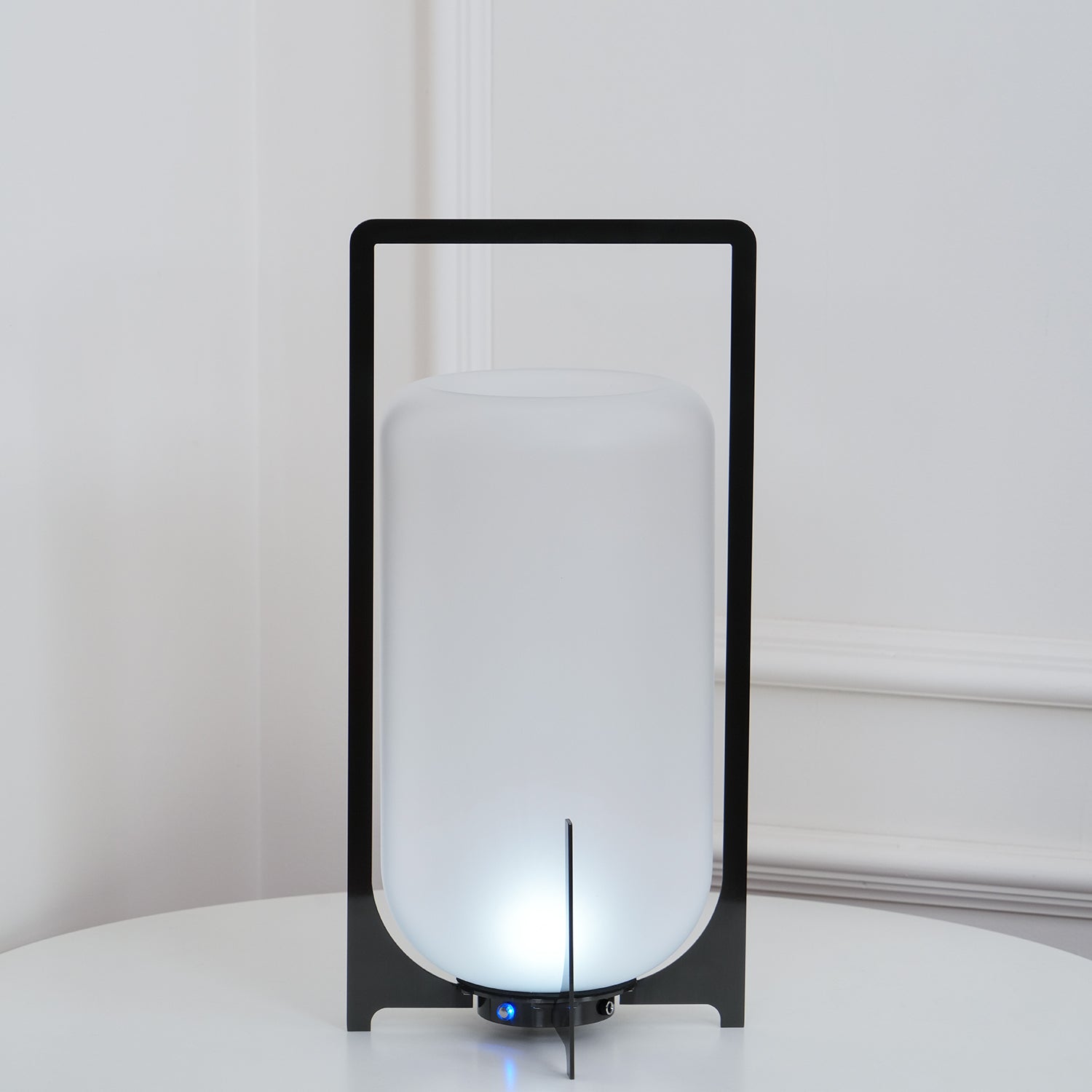 Black Twilight Lantern Table Light - ∅ 7.9″ x H 11″ Stainless Steel, Bedside Table Lamp, detail 8