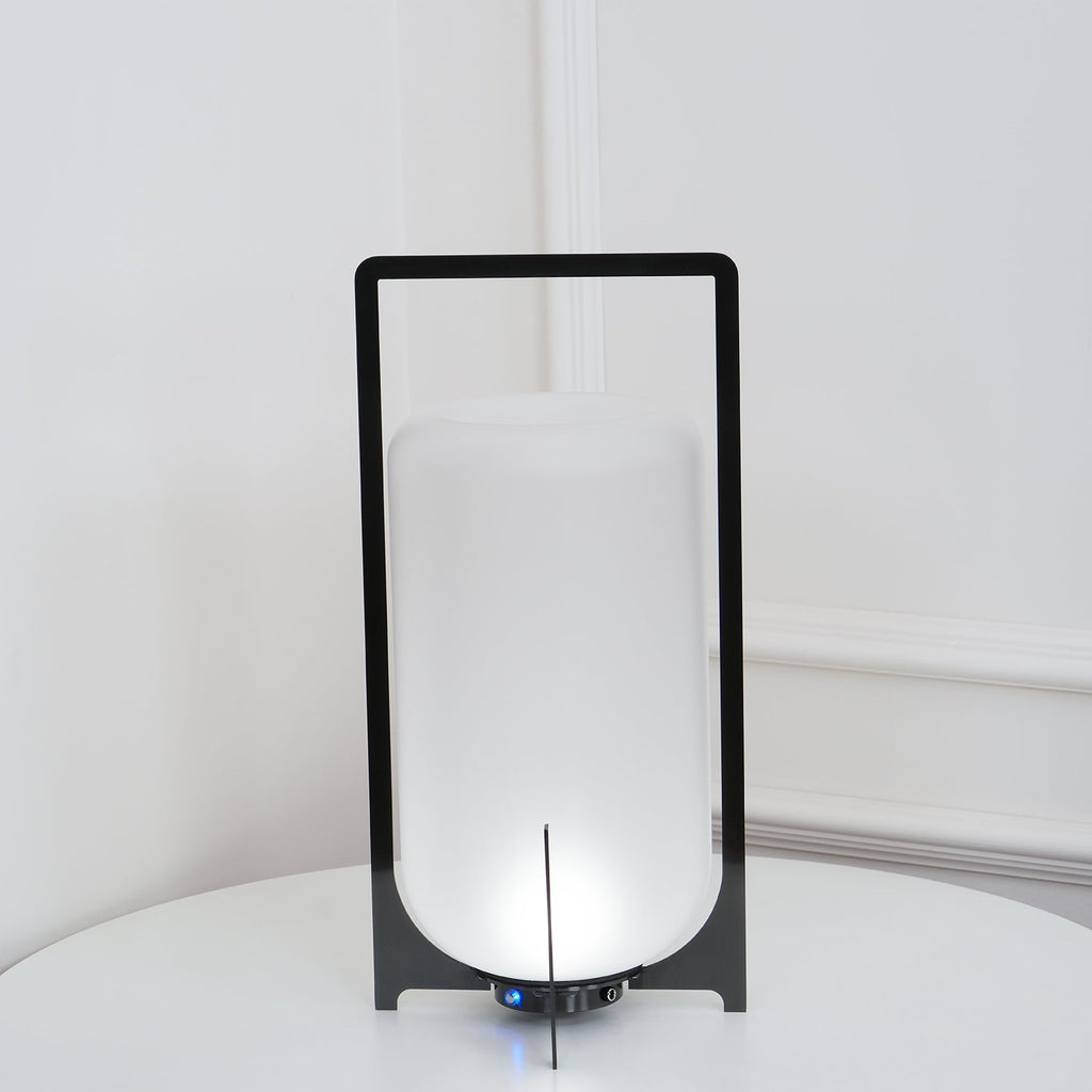 Black Twilight Lantern Table Light - ∅ 7.9″ x H 11″ Stainless Steel, Bedside Table Lamp, detail 7