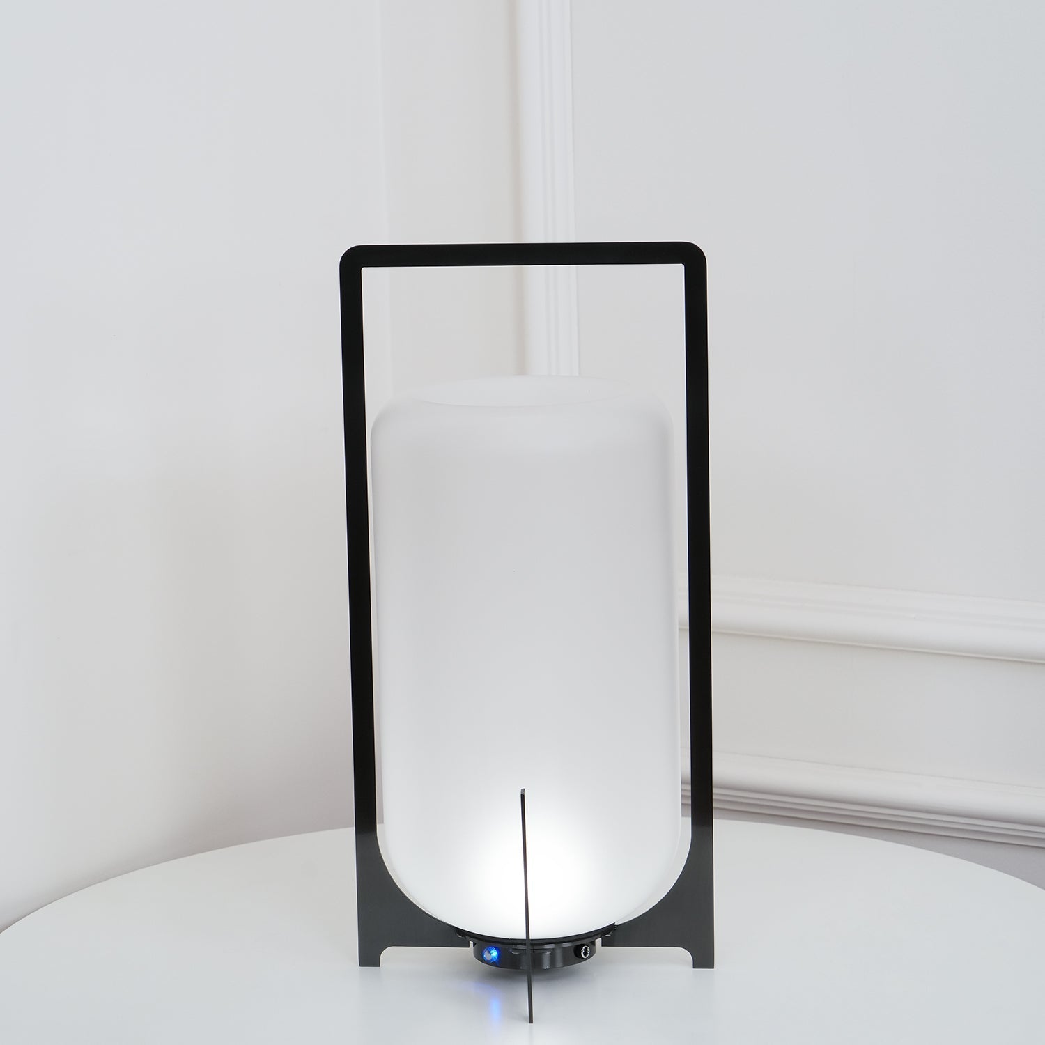 Black Twilight Lantern Table Light - ∅ 7.9″ x H 11″ Stainless Steel, Bedside Table Lamp, detail 7